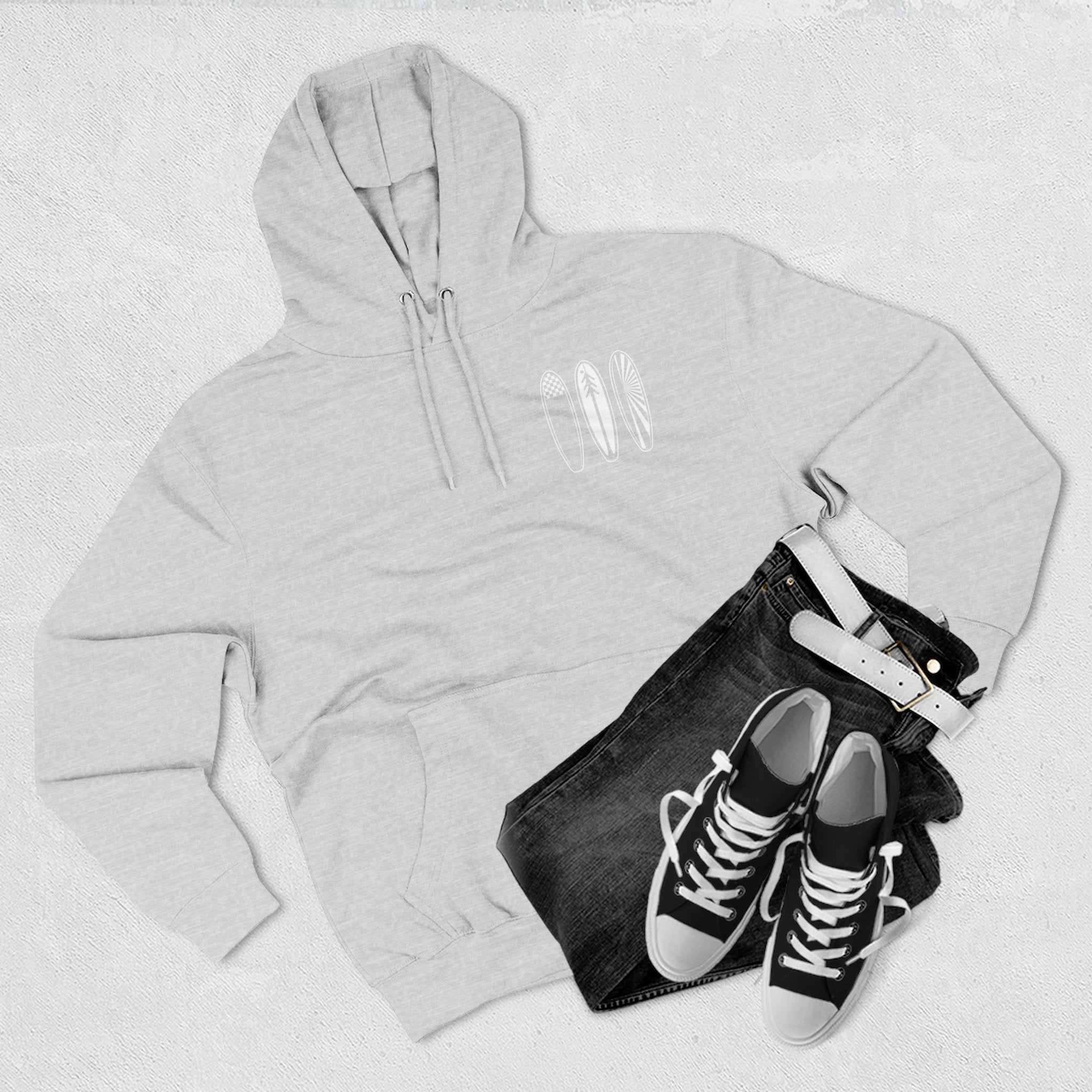 Ventana Three Board - Unisex Pull-Over Cotton Blend Fleece Hoodie