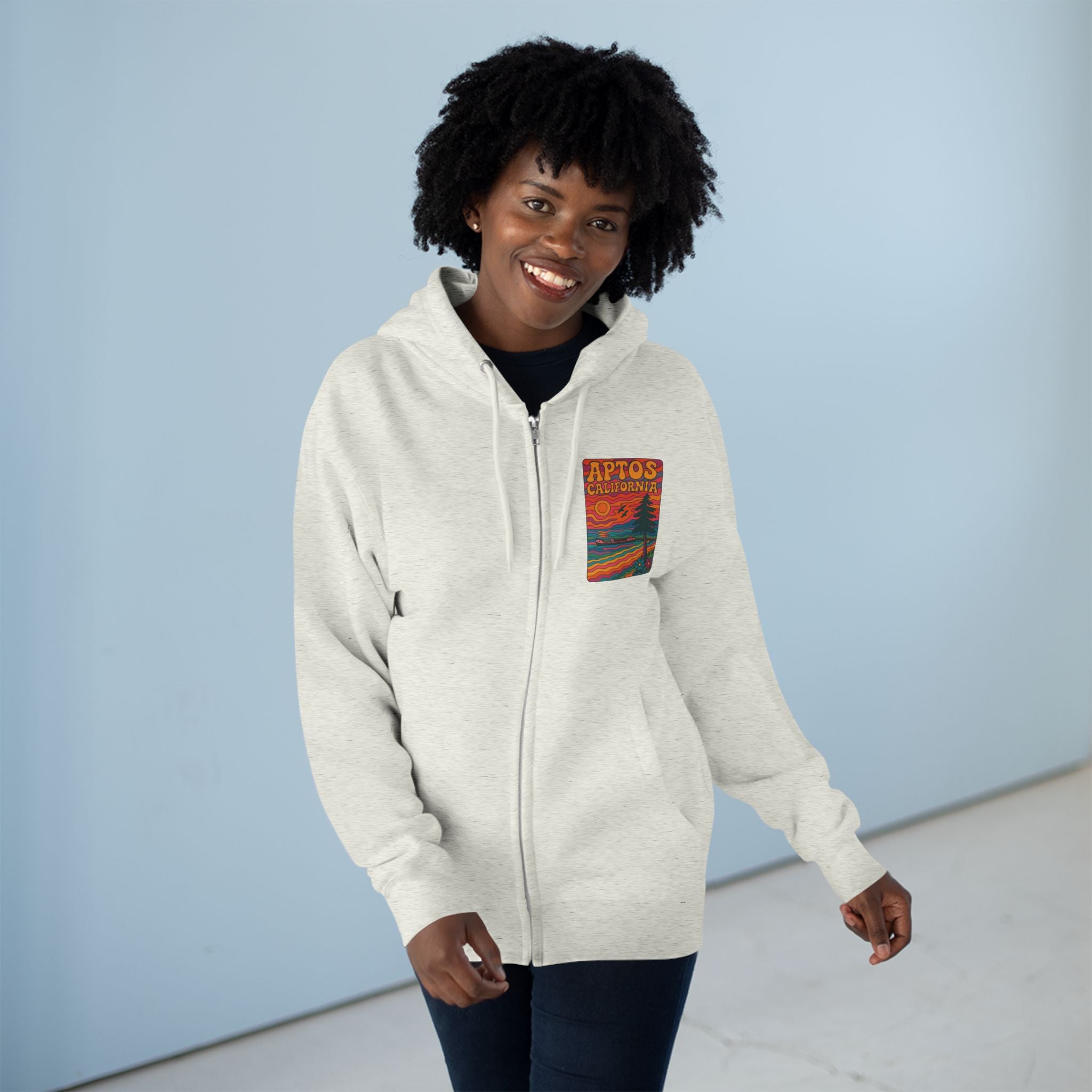Aptos California Psychedelic Unisex - Zip Cotton Blend Fleece Hoodie