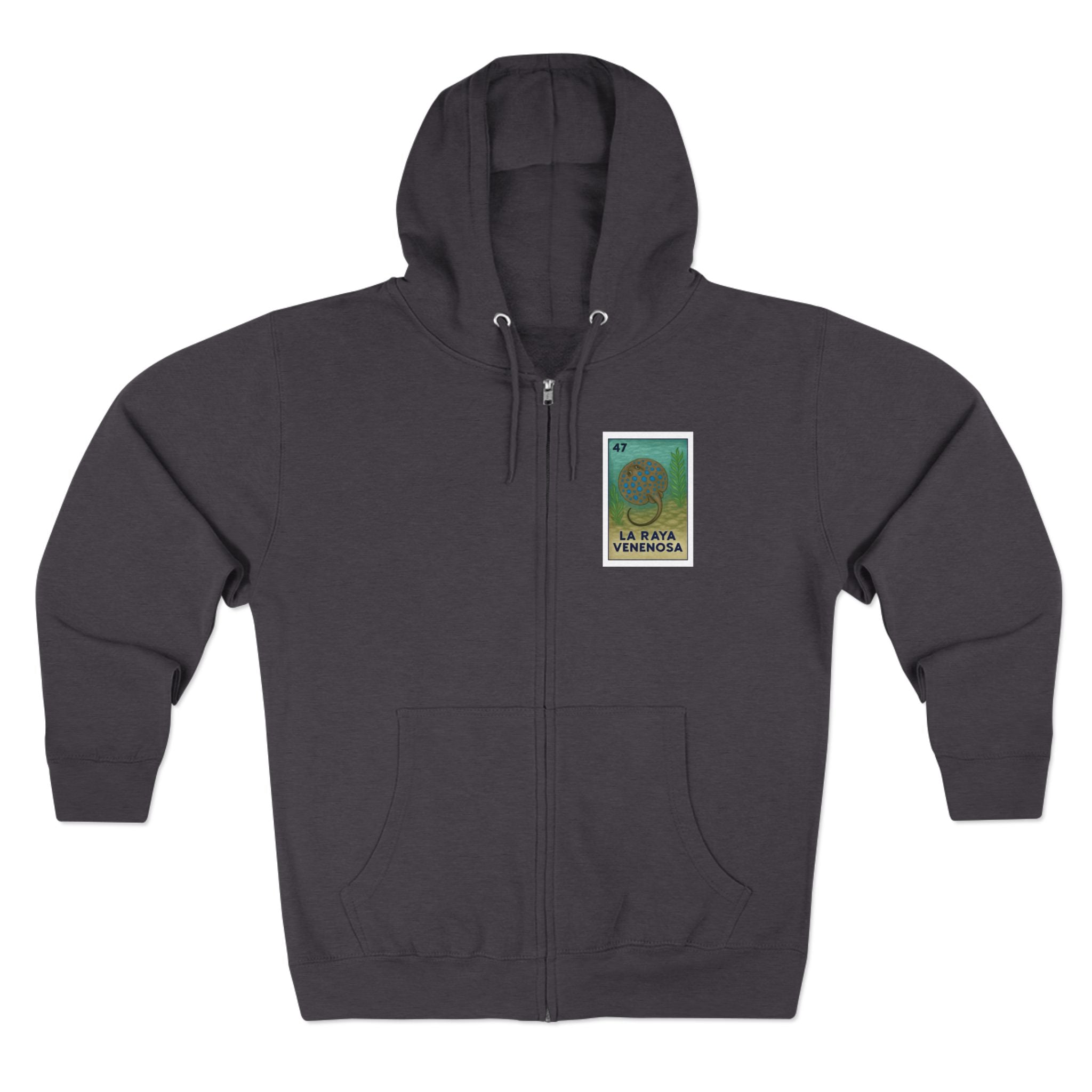 Stingray Lotería Unisex - Zip Cotton Blend Fleece Hoodie (La Raya Venenosa)