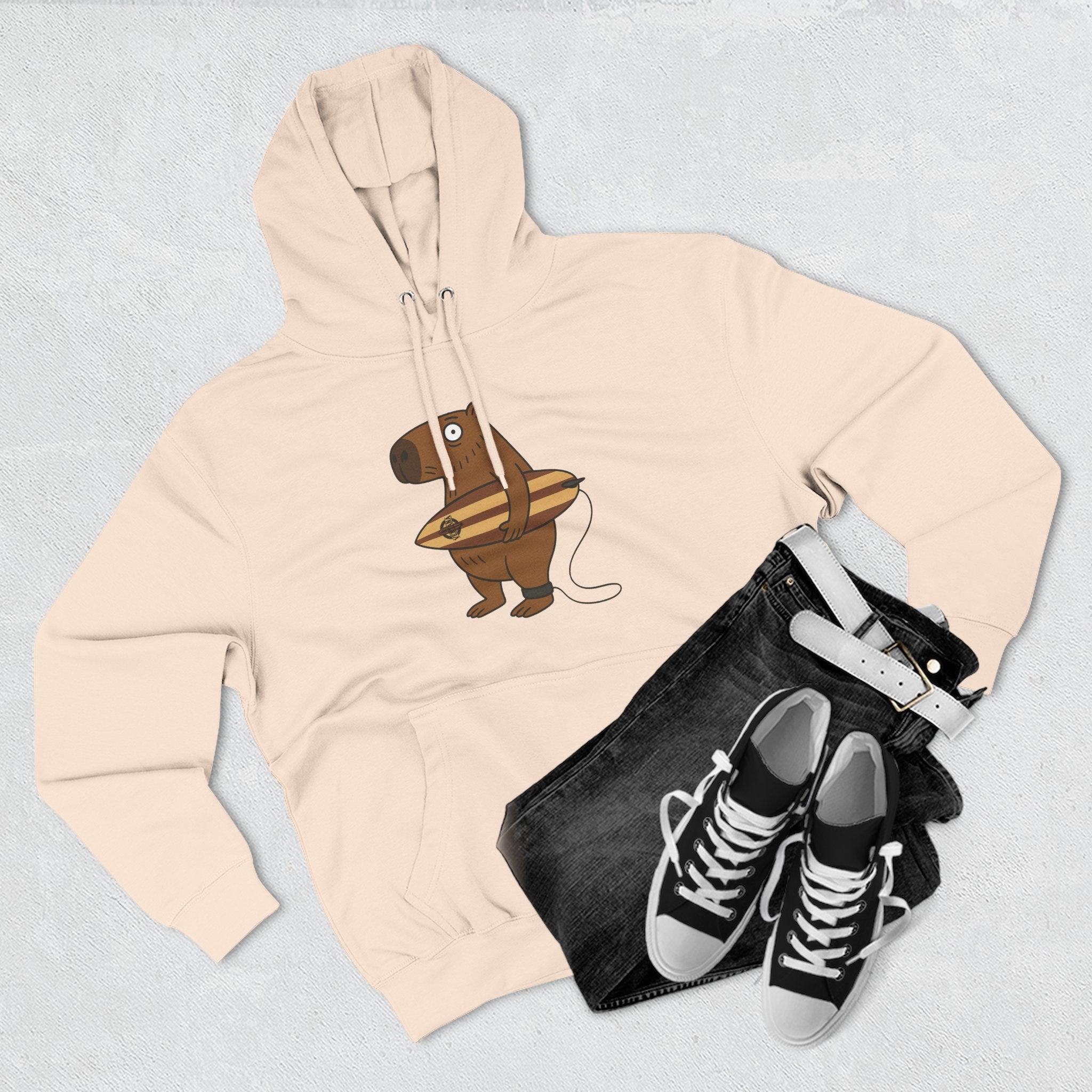 Capybara Surfer Unisex - Pull-Over Cotton Blend Fleece Hoodie