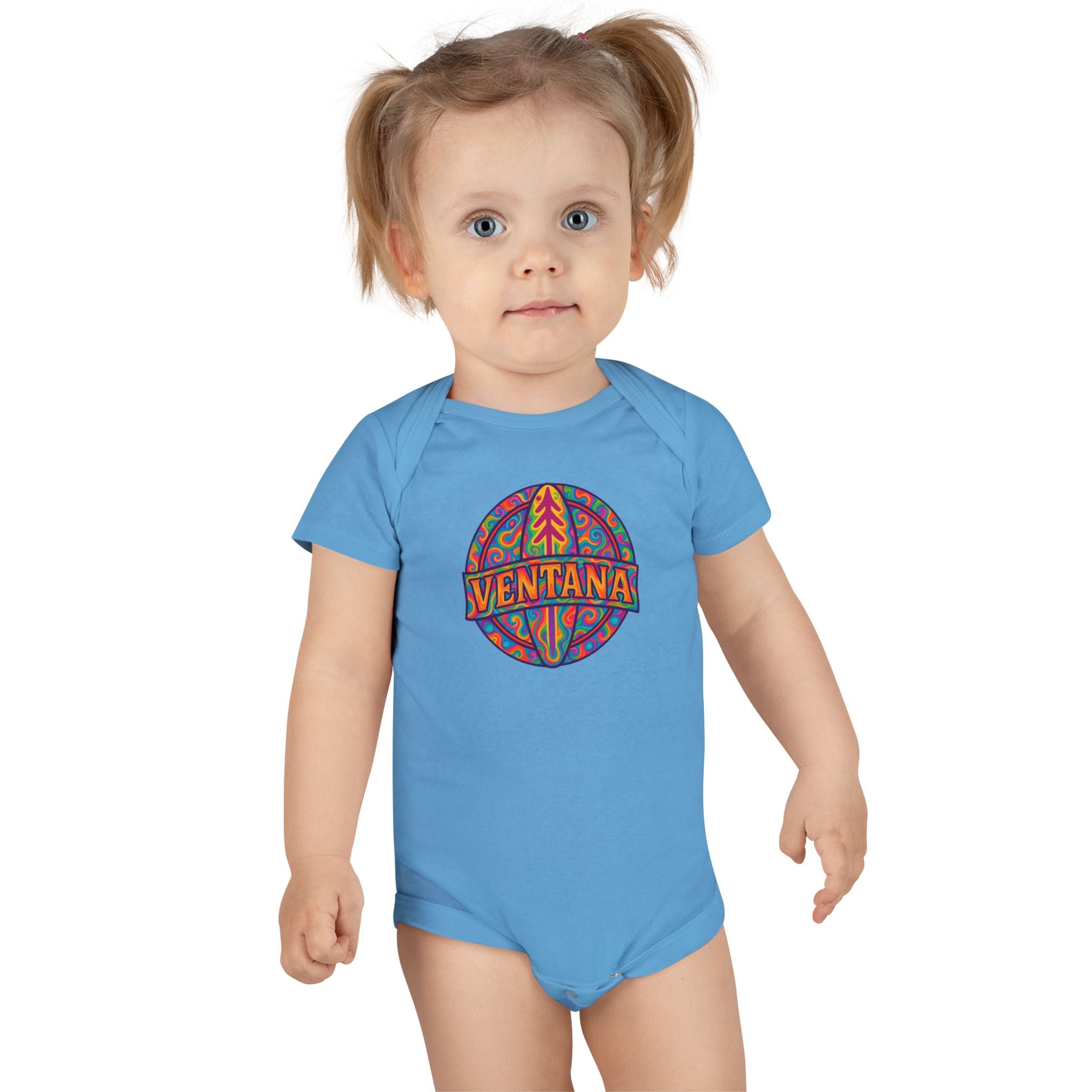Ventana Psychedelic Treefish Logo - Baby Short Sleeve 100% Cotton Onesie
