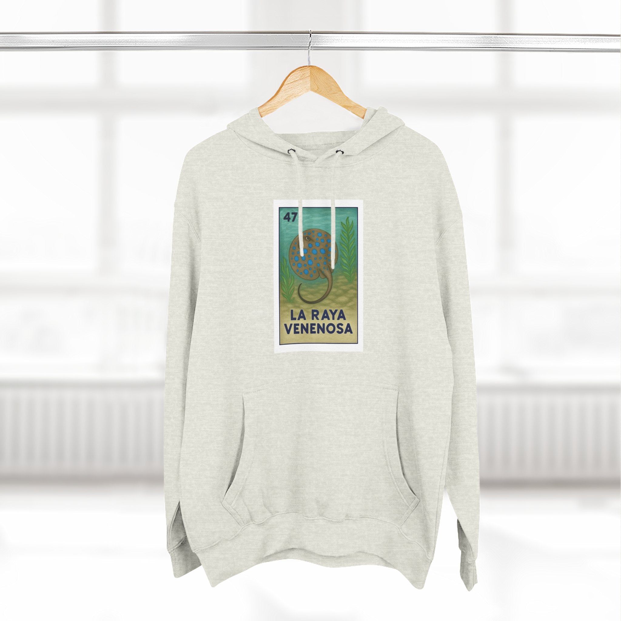 Stingray Lotería Unisex - Pull-Over Cotton Blend Fleece Hoodie (La Raya Venenosa)