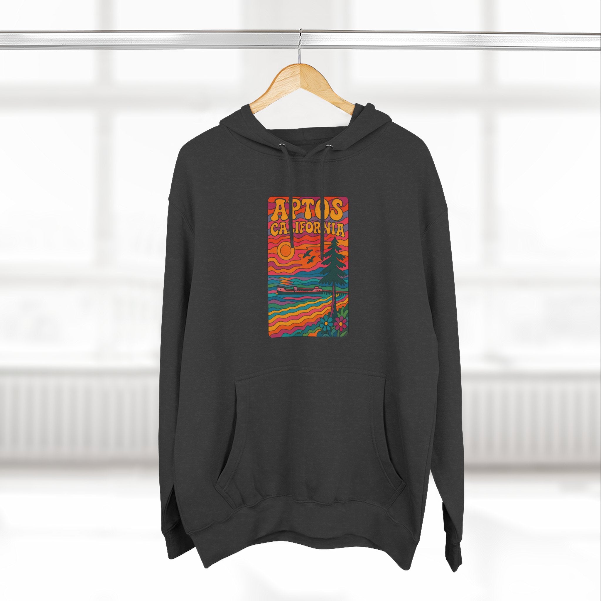 Aptos California Psychedelic Unisex - Pull-Over Cotton Blend Fleece Hoodie