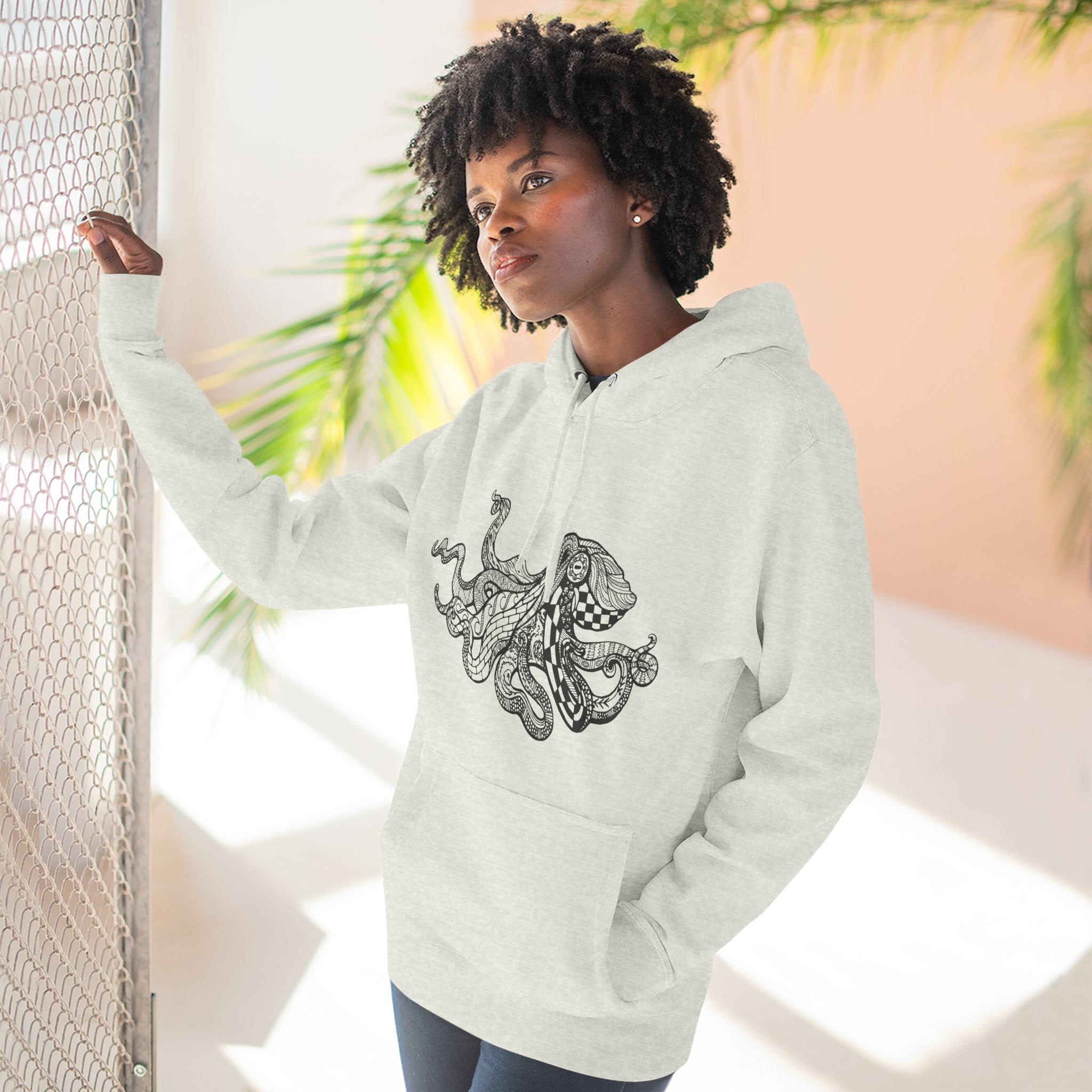 Ventangle Octopus Unisex - Pull-Over Cotton Blend Fleece Hoodie