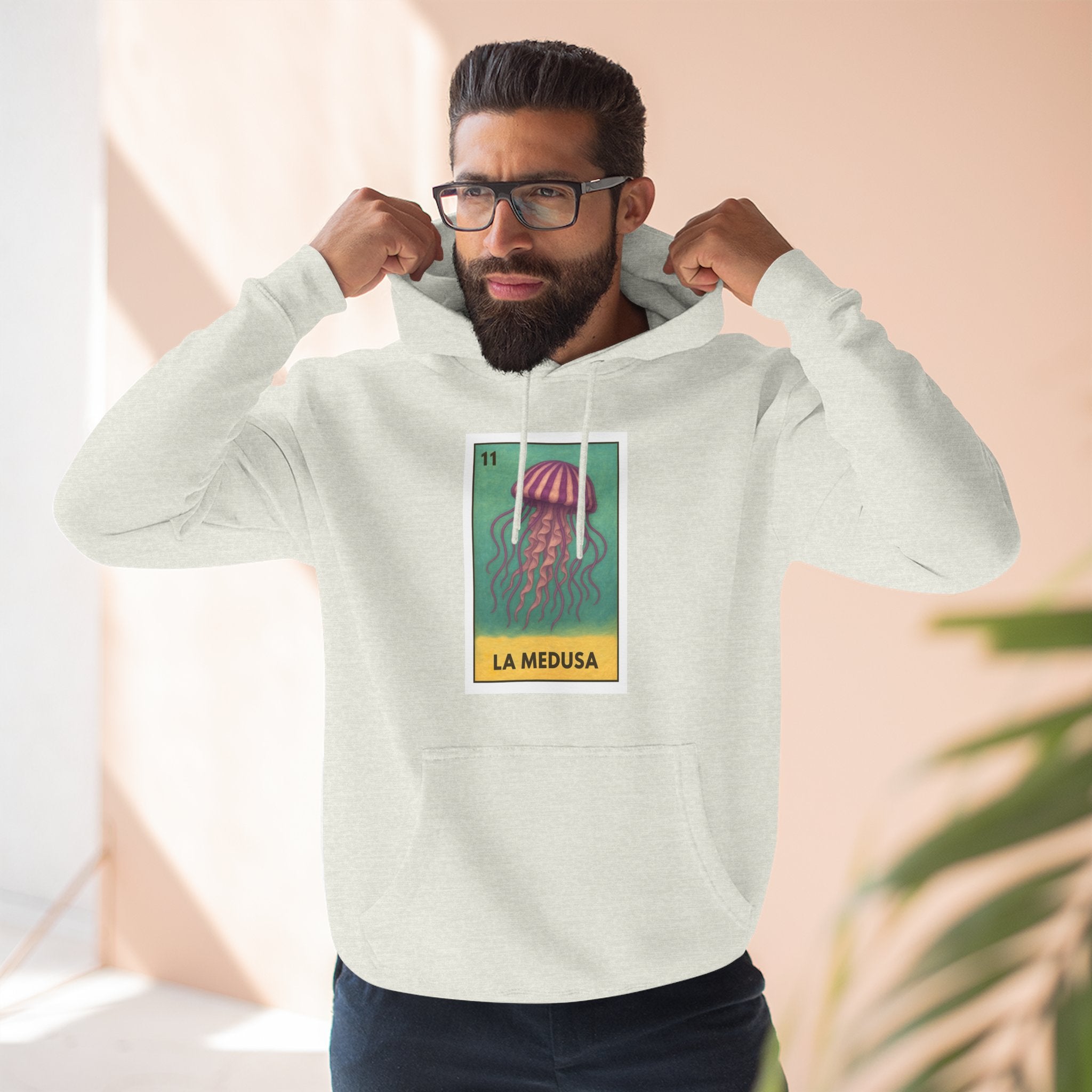 Sea Jelly Lotería Unisex - Pull-Over Cotton Blend Fleece Hoodie (La Medusa)