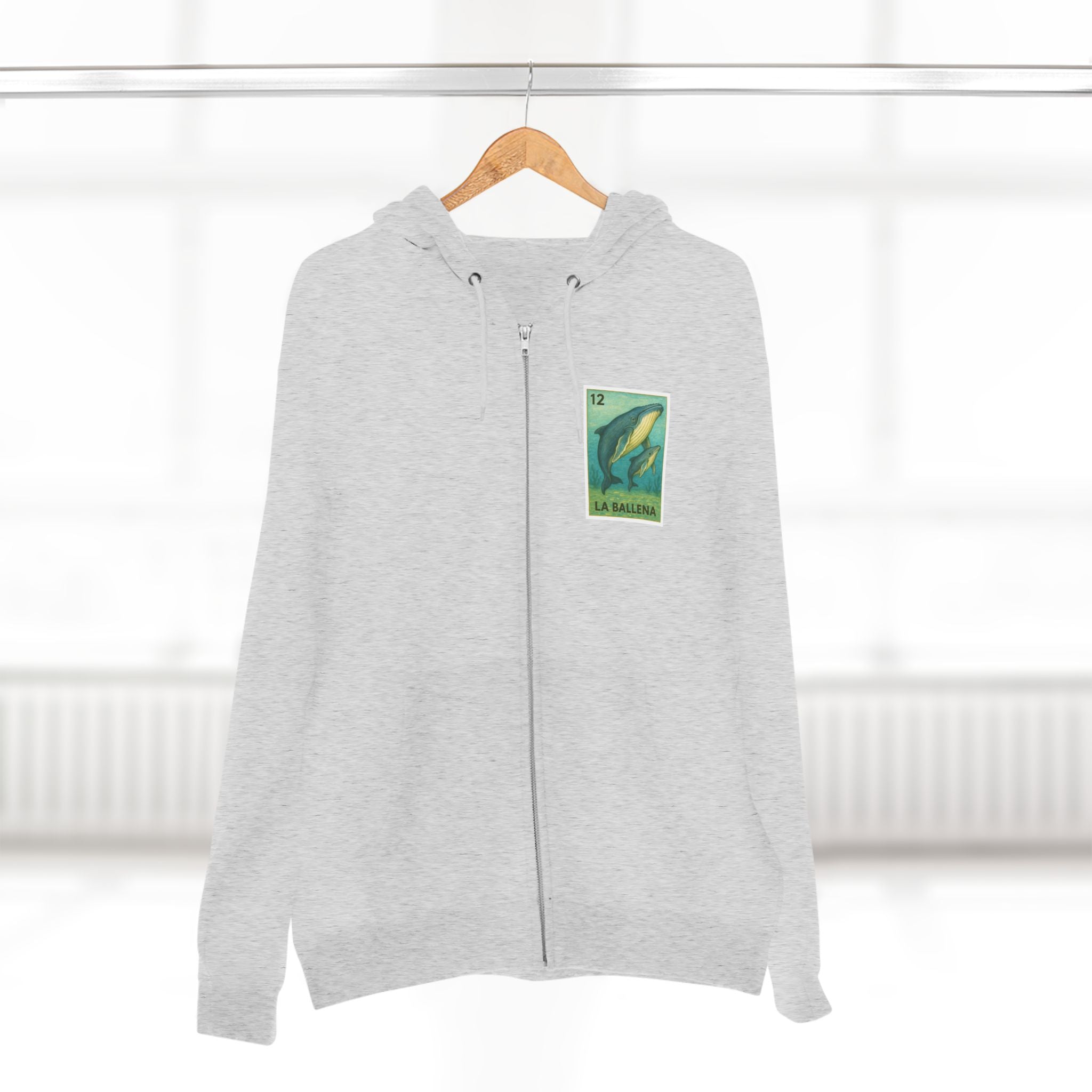 Whale Lotería Unisex - Zip Cotton Blend Fleece Hoodie (La Ballena)