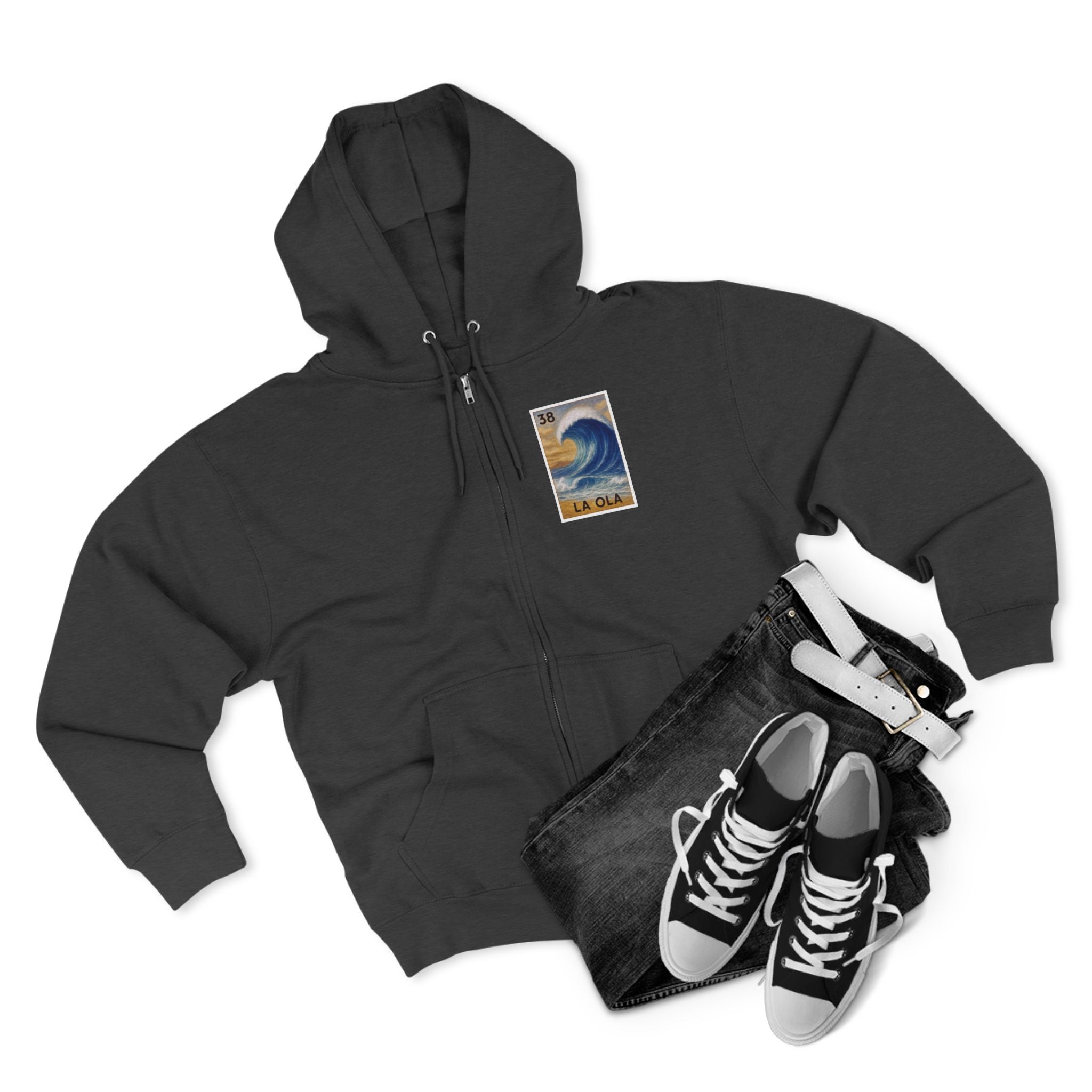 Wave Lotería Unisex - Zip Cotton Blend Fleece Hoodie (La Ola)