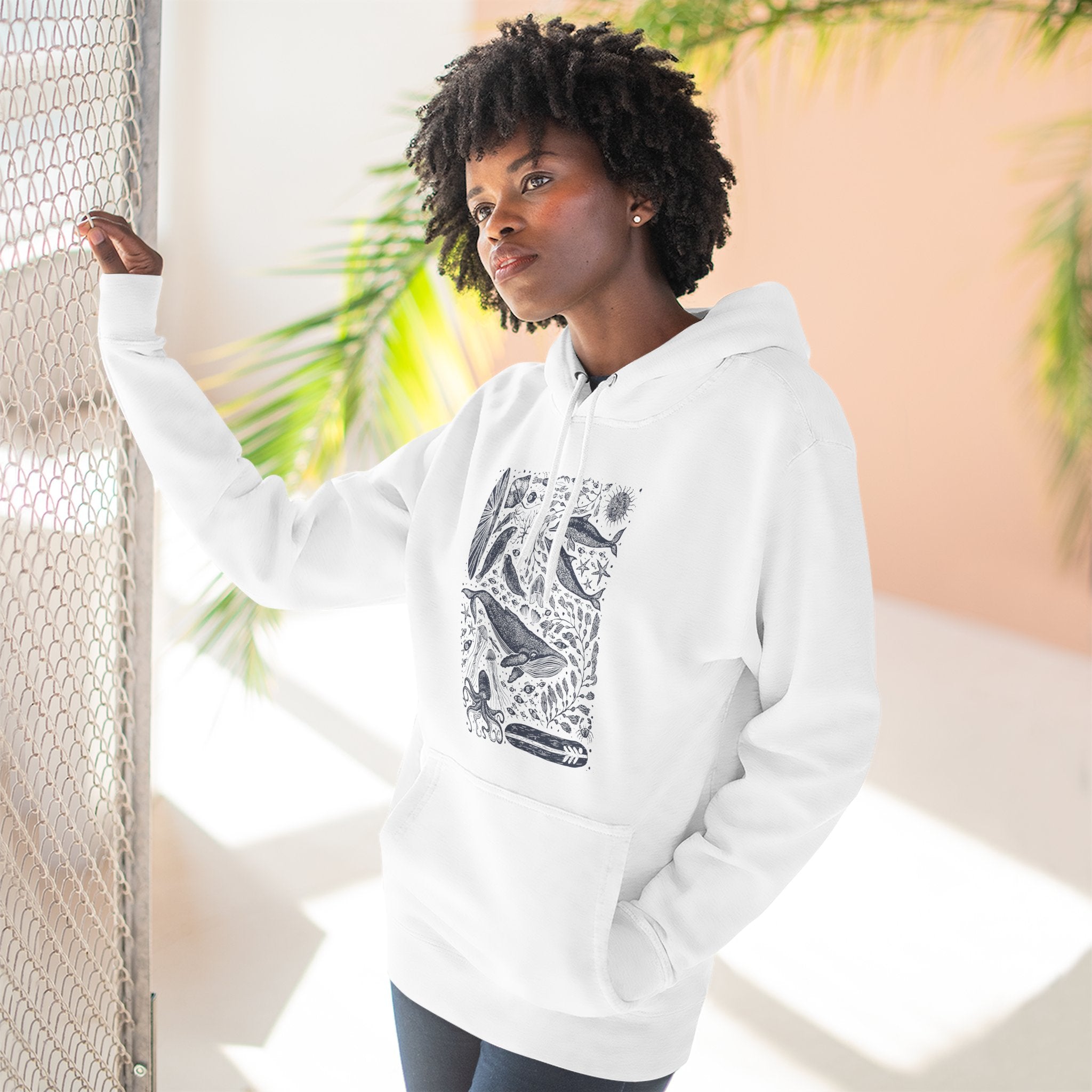 Ventana Marine Life by Lili Arnold Unisex - Pull-Over Cotton Blend Fleece Hoodie