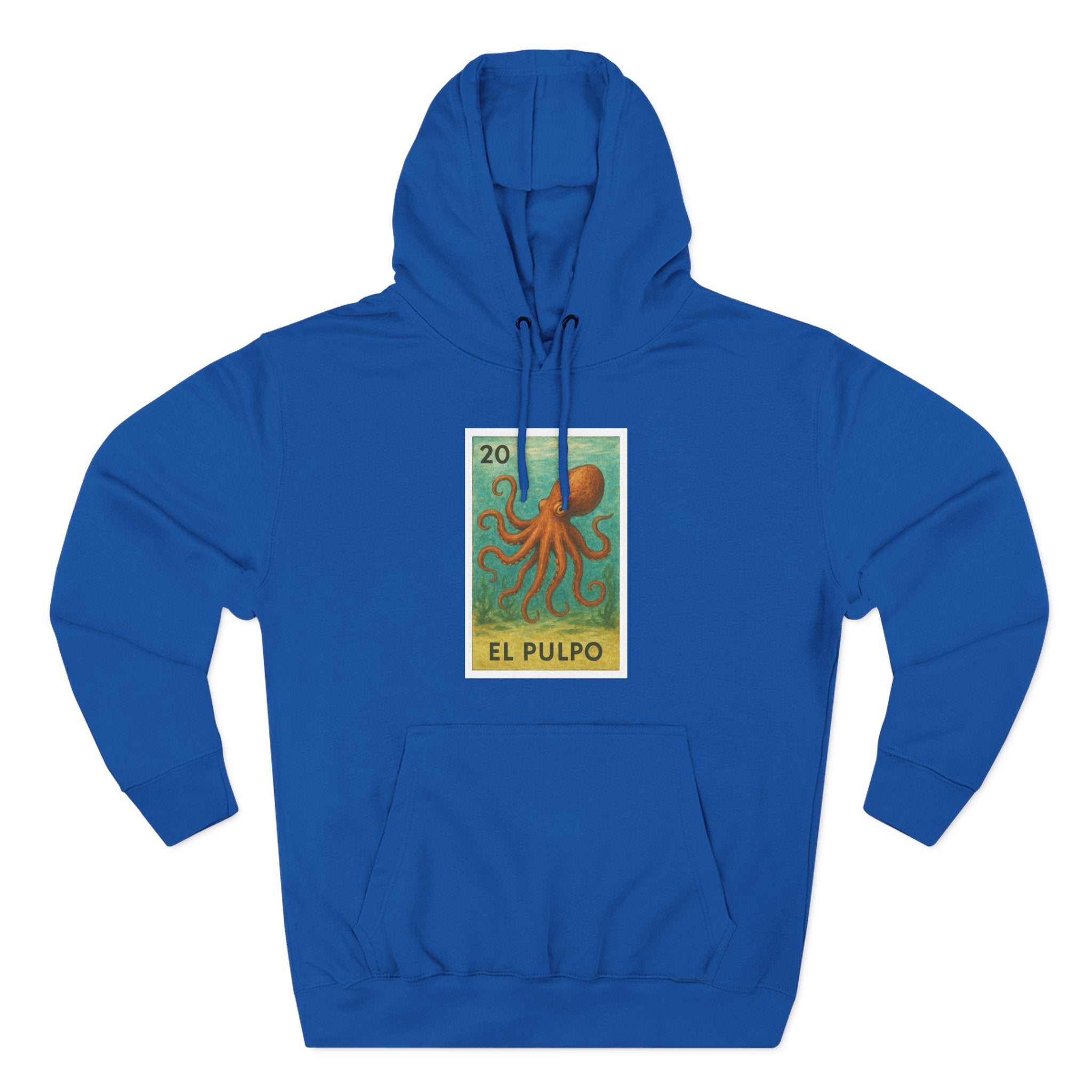 Octopus Lotería Unisex - Pull-Over Cotton Blend Fleece Hoodie (El Pulpo)