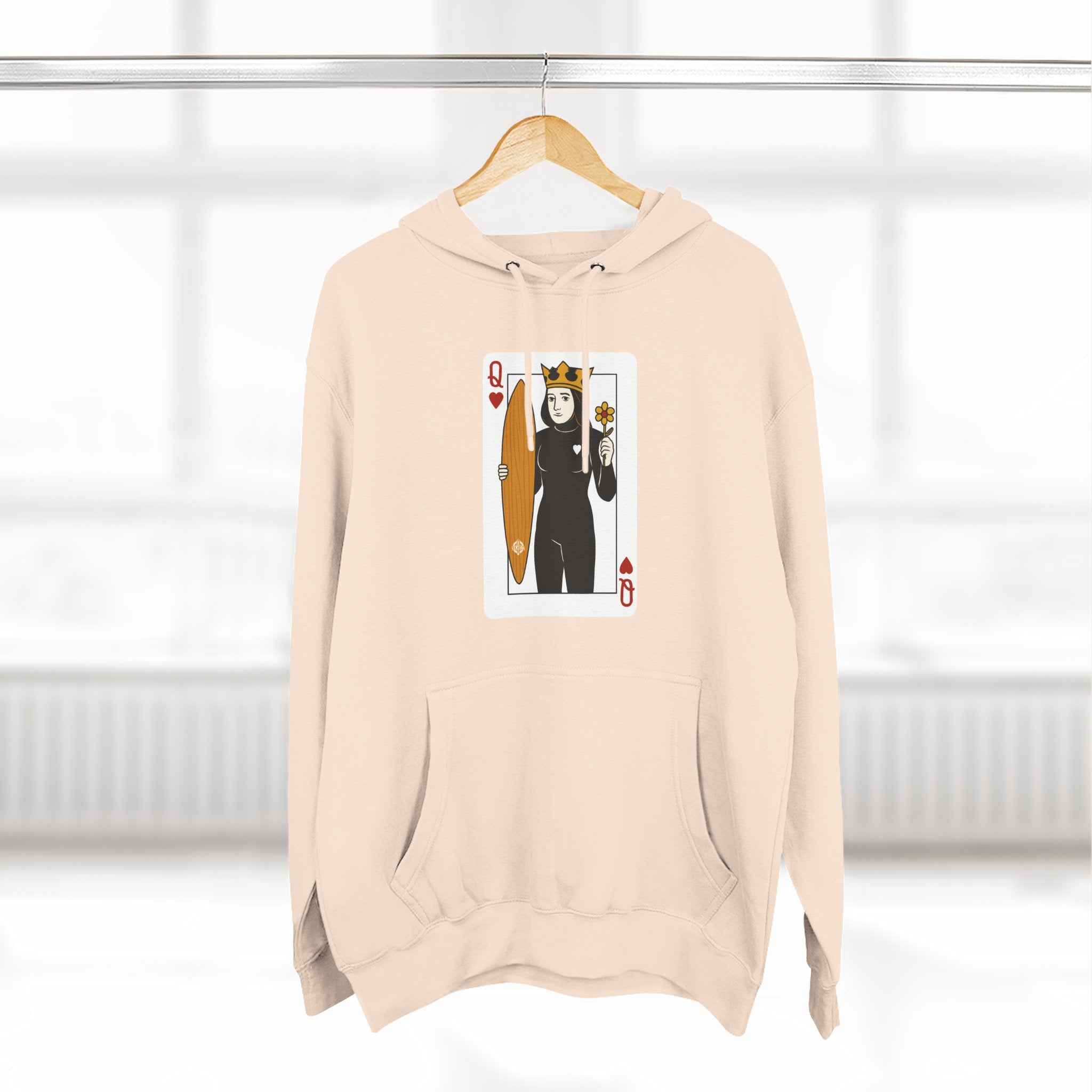 Queen of Hearts Surfer Unisex - Pull-Over Cotton Blend Fleece Hoodie