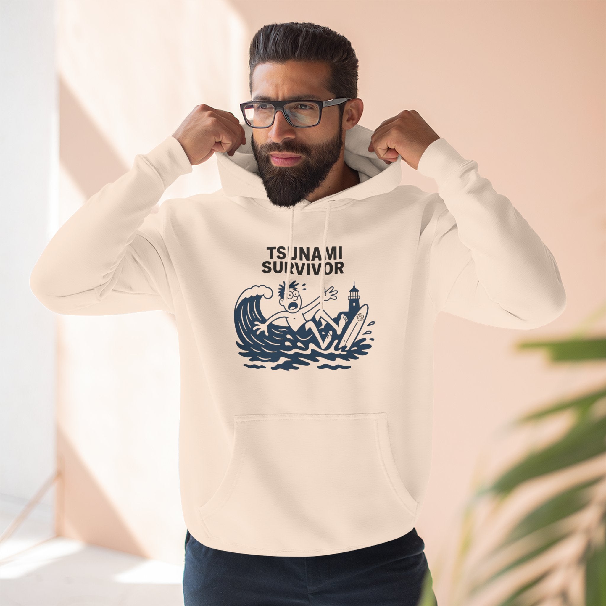 Tsunami Survivor Unisex - Pull-Over Cotton Blend Fleece Hoodie