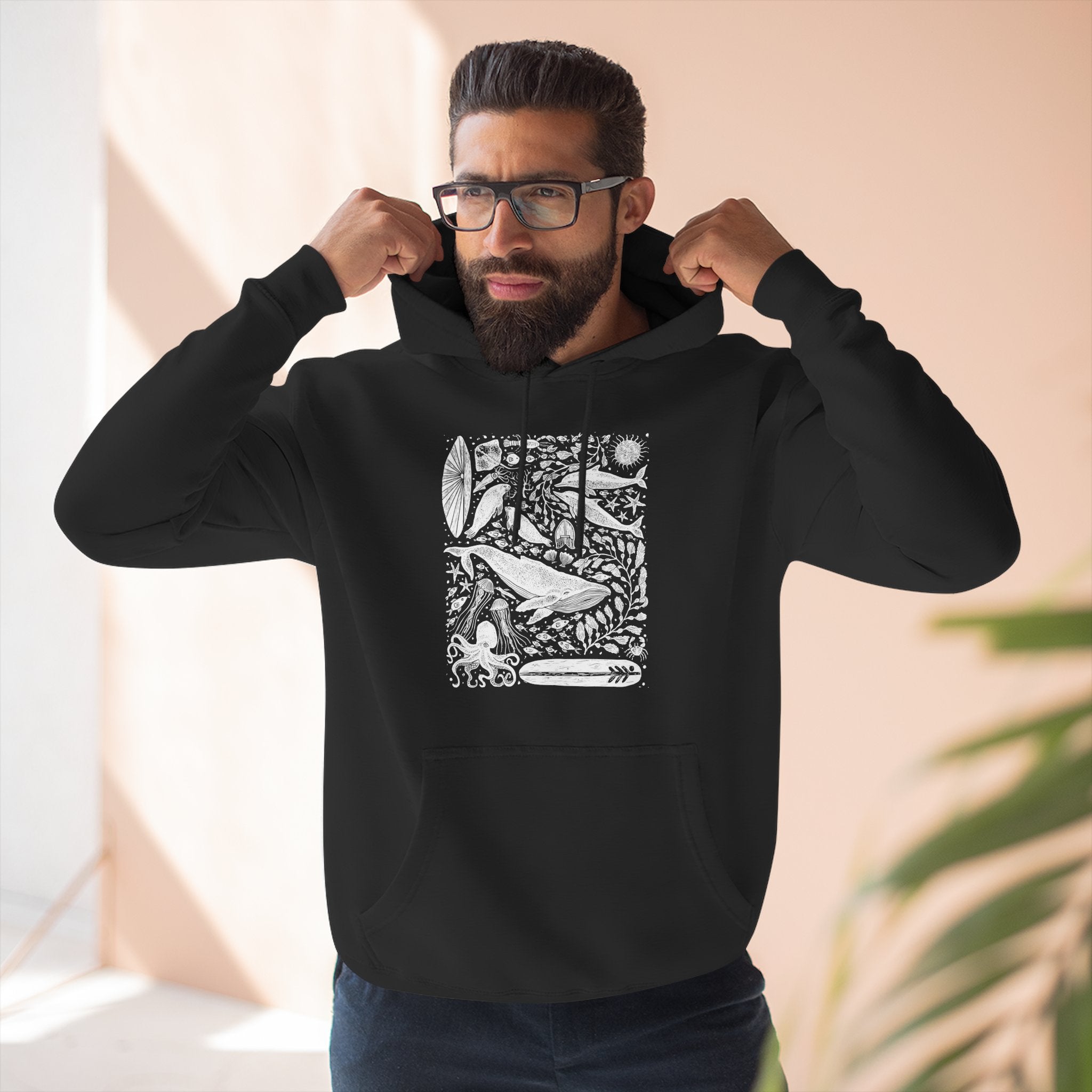 Ventana Marine Life by Lili Arnold Unisex - Pull-Over Cotton Blend Fleece Hoodie