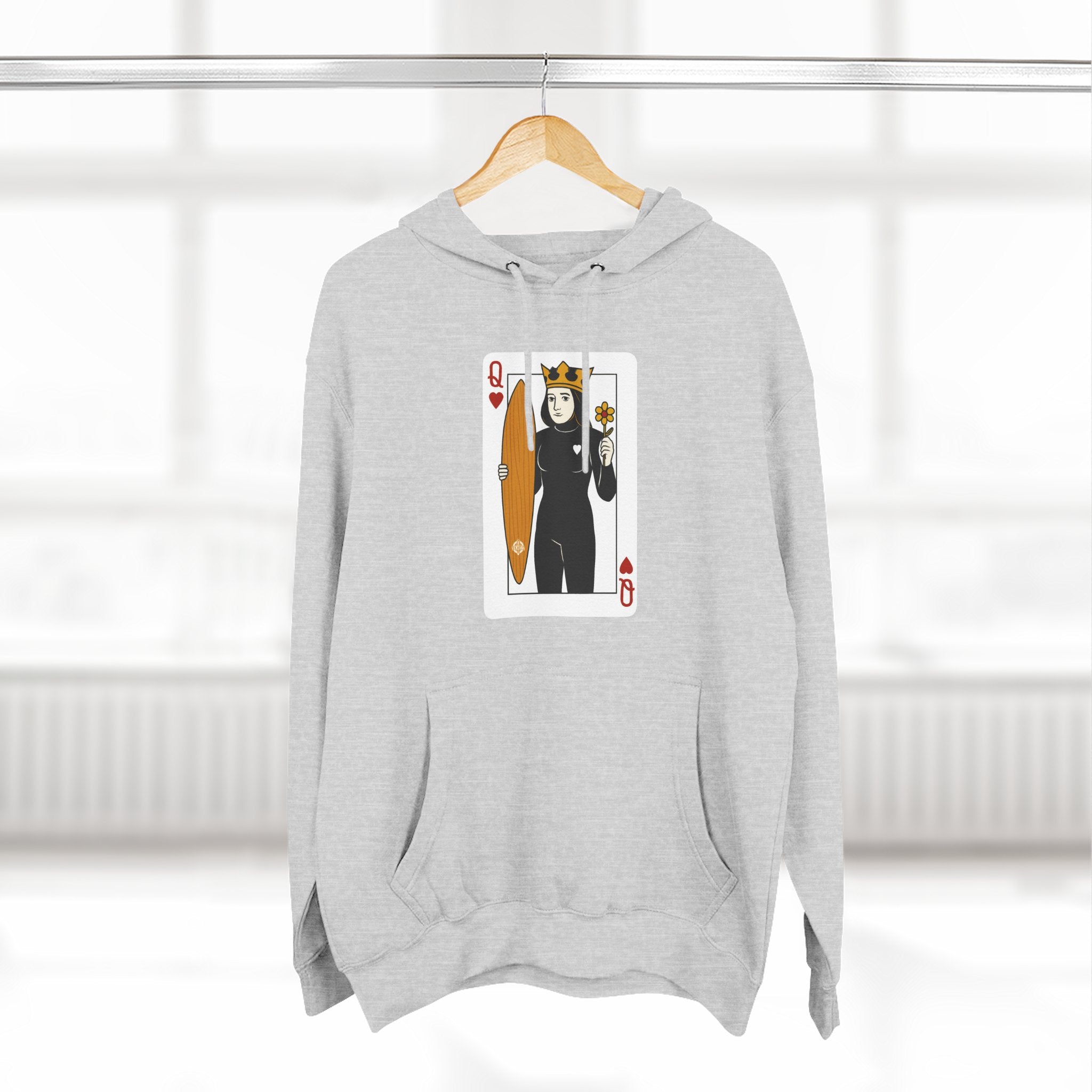 Queen of Hearts Surfer Unisex - Pull-Over Cotton Blend Fleece Hoodie