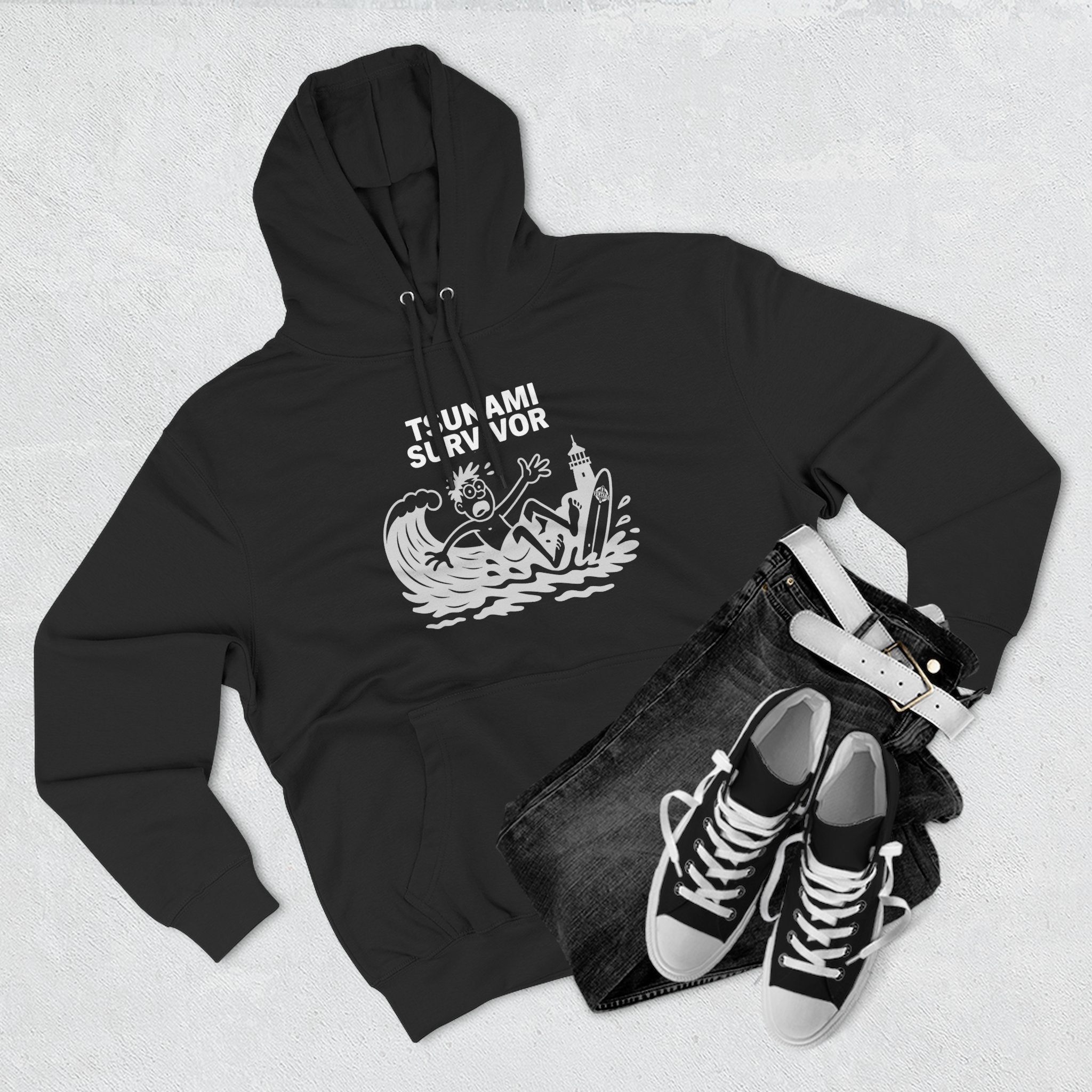 Tsunami Survivor Unisex - Pull-Over Cotton Blend Fleece Hoodie