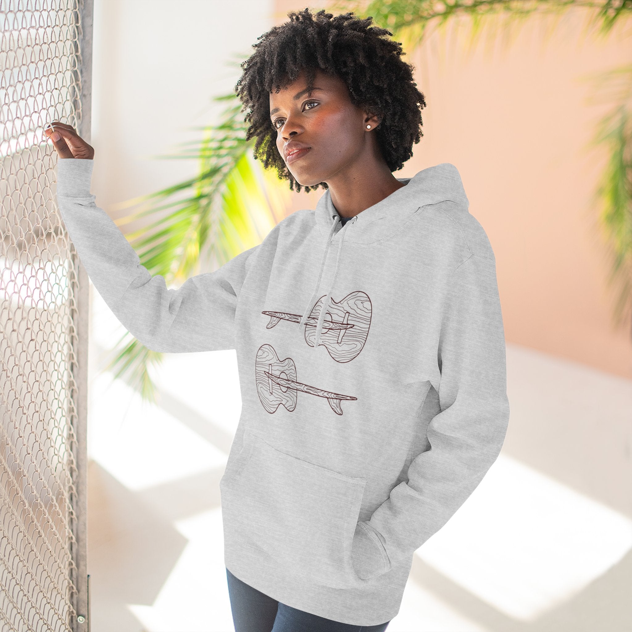 Ventana Santa Cruz Guitar Collab Unisex - Pull-Over Cotton Blend Fleece Hoodie