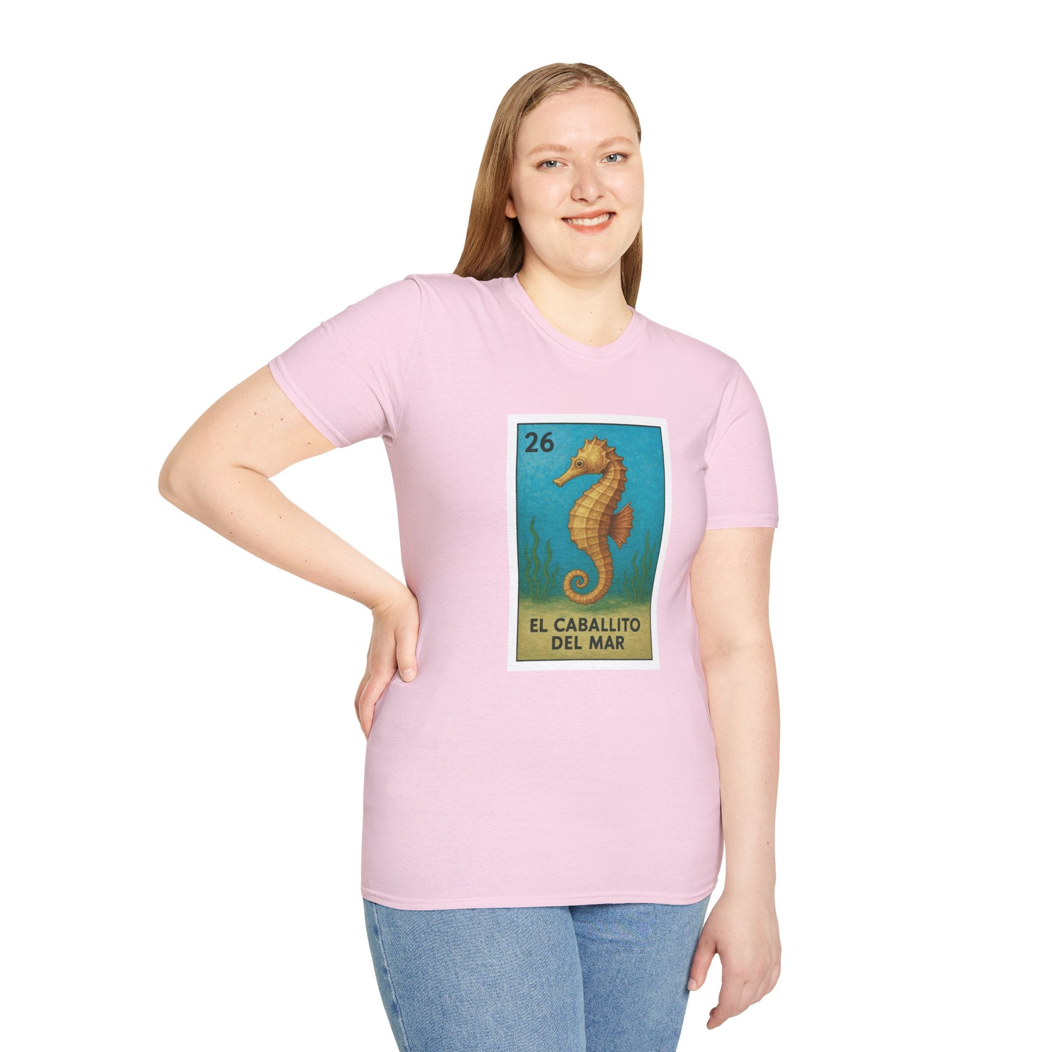 Seahorse Lotería Unisex - Soft Style U.S. Cotton T-Shirt (El Caballito del Mar)