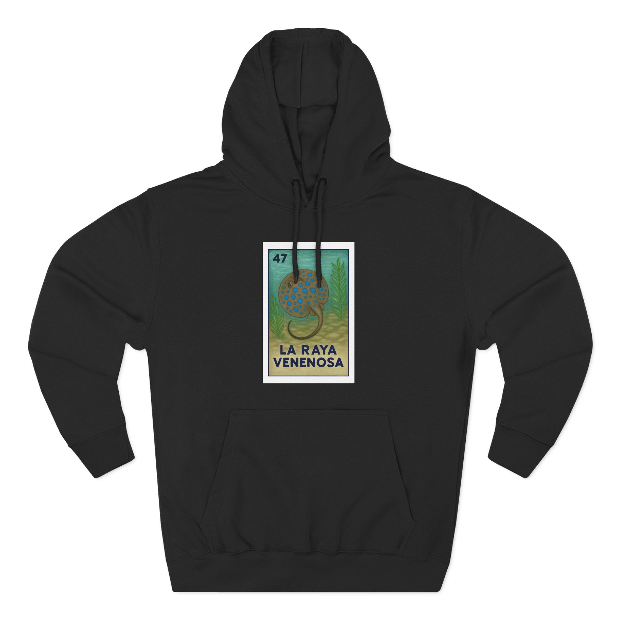 Stingray Lotería Unisex - Pull-Over Cotton Blend Fleece Hoodie (La Raya Venenosa)