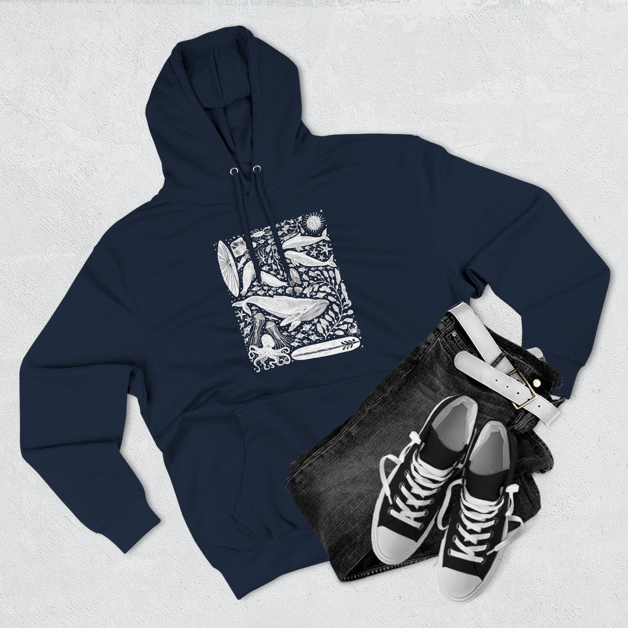 Ventana Marine Life by Lili Arnold Unisex - Pull-Over Cotton Blend Fleece Hoodie