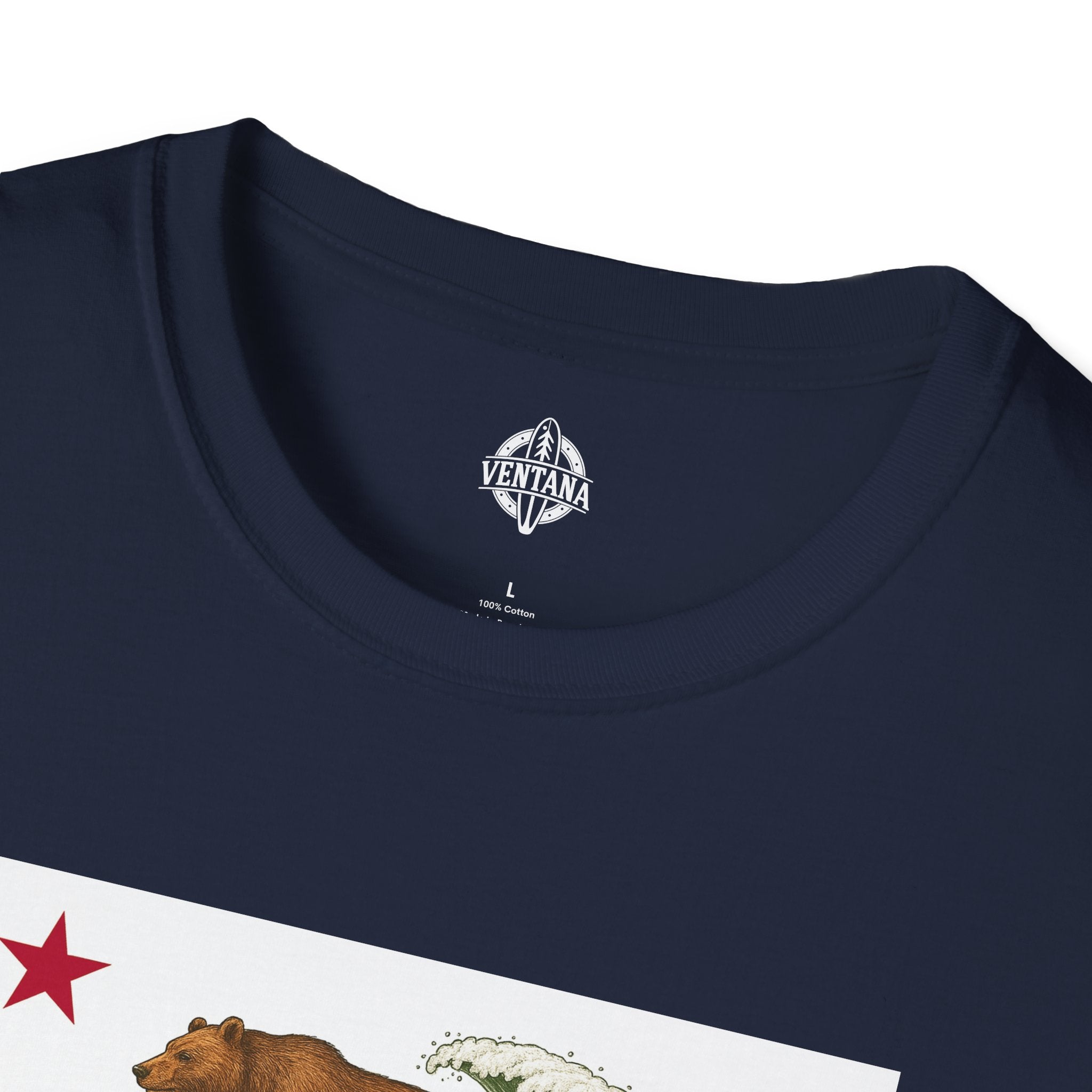California Surfing Bear Flag Unisex - Soft Style U.S. Cotton T-Shirt