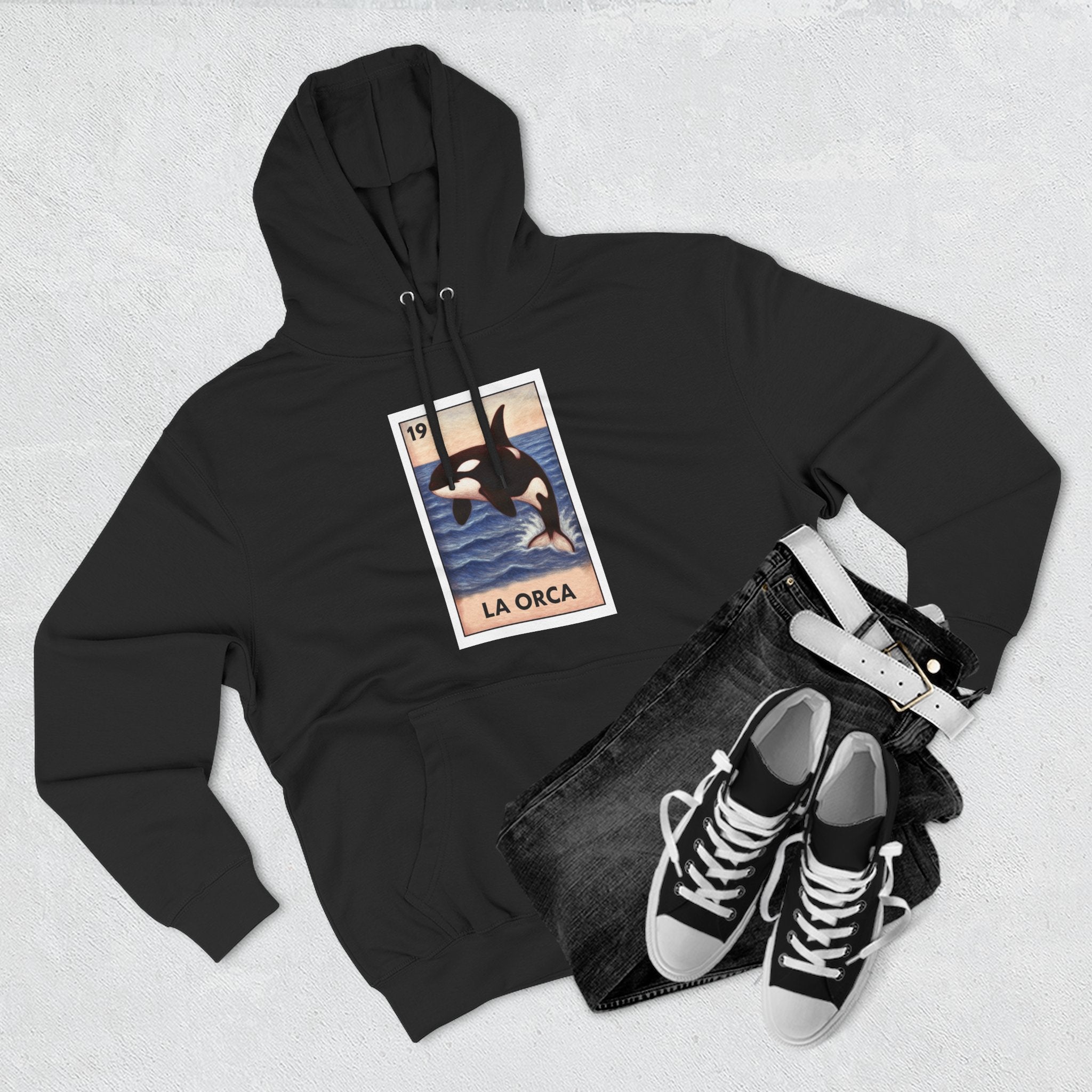 Orca Lotería Unisex - Pull-Over Cotton Blend Fleece Hoodie (La Orca)