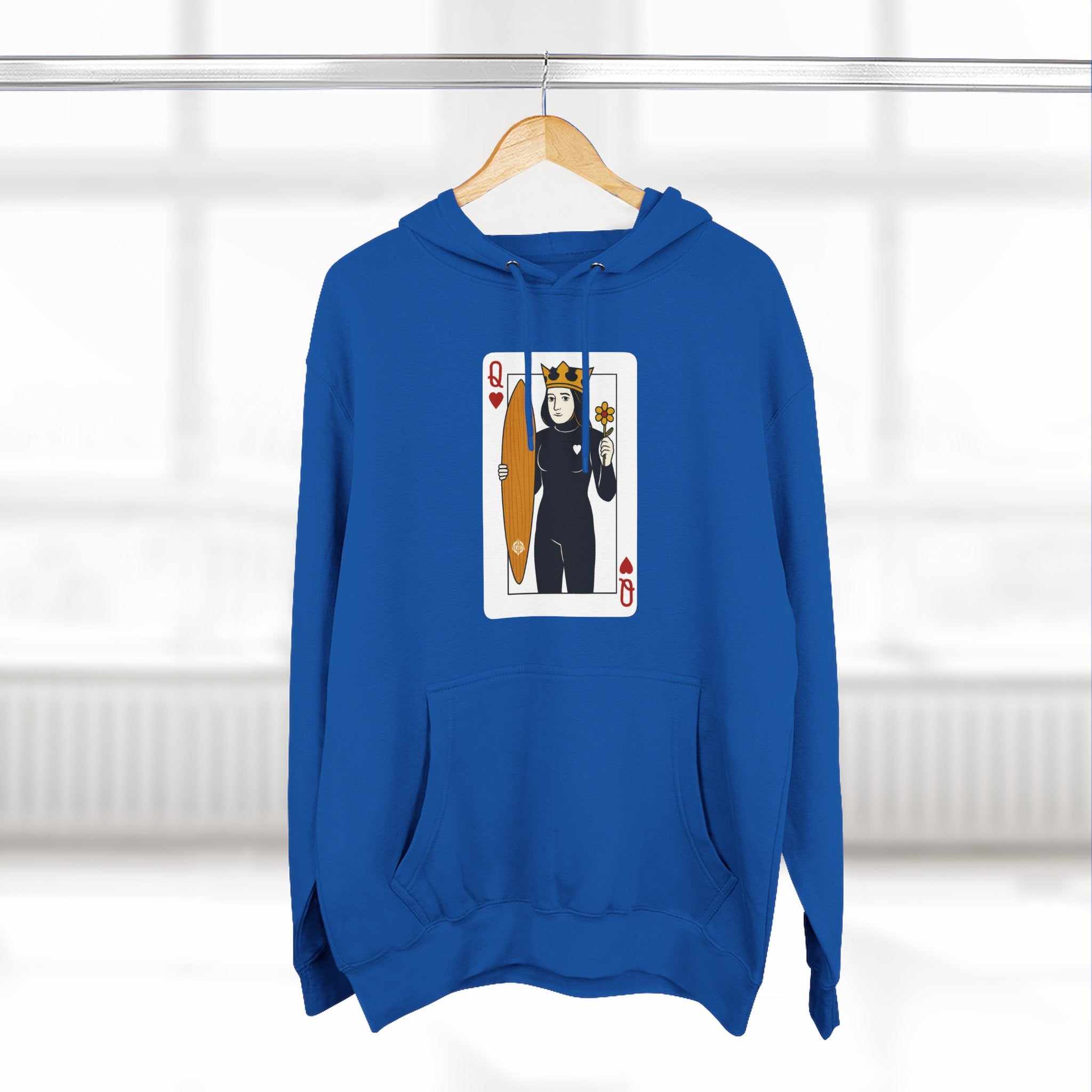 Queen of Hearts Surfer Unisex - Pull-Over Cotton Blend Fleece Hoodie