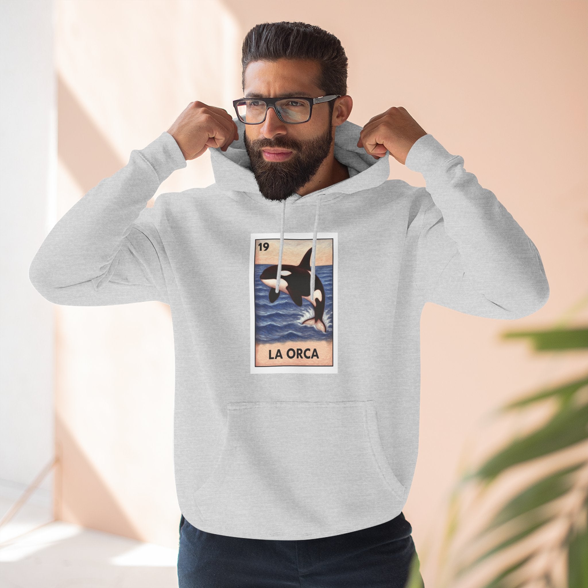 Orca Lotería Unisex - Pull-Over Cotton Blend Fleece Hoodie (La Orca)