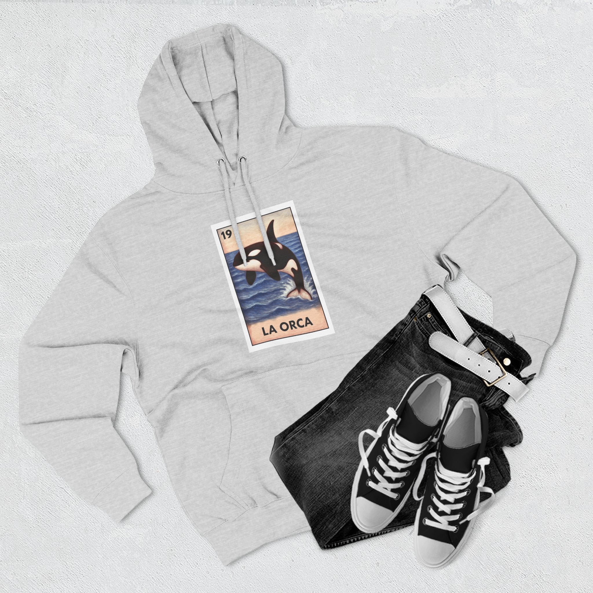 Orca Lotería Unisex - Pull-Over Cotton Blend Fleece Hoodie (La Orca)