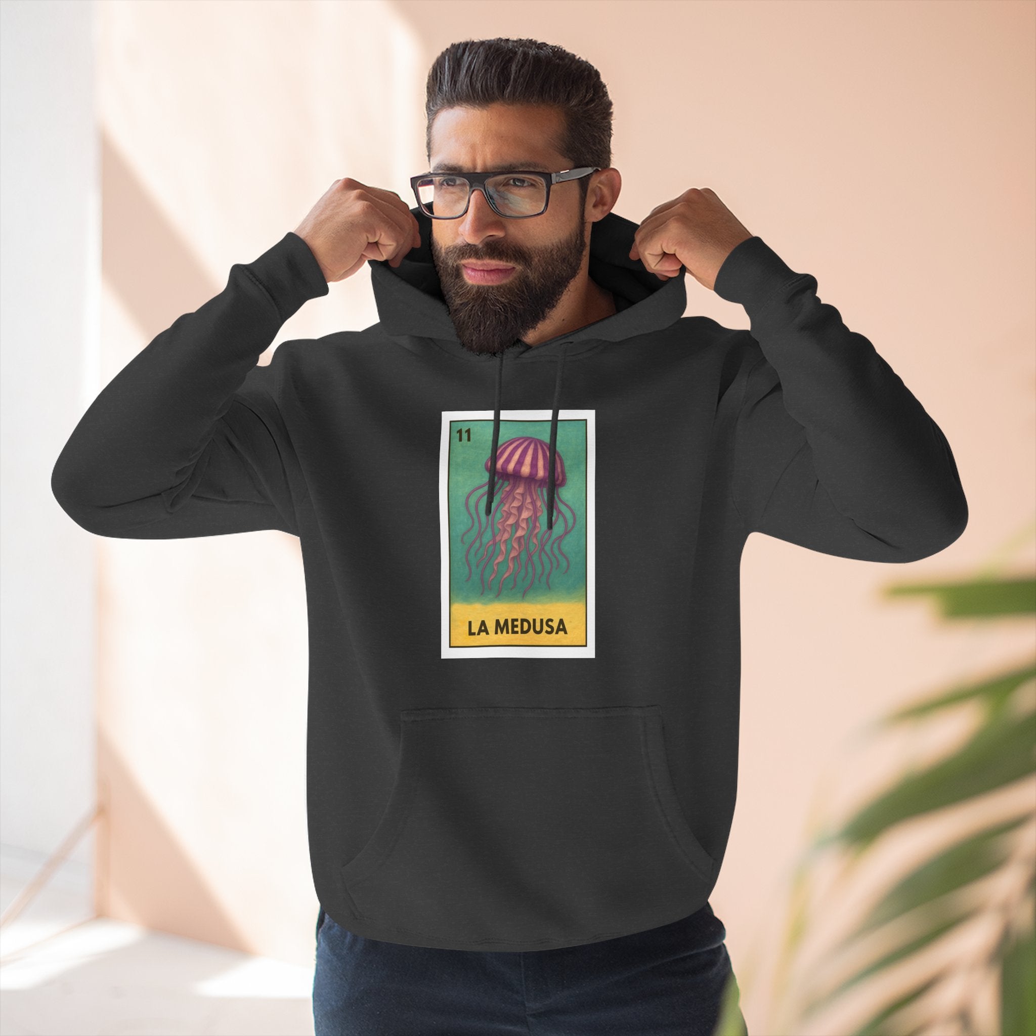 Sea Jelly Lotería Unisex - Pull-Over Cotton Blend Fleece Hoodie (La Medusa)