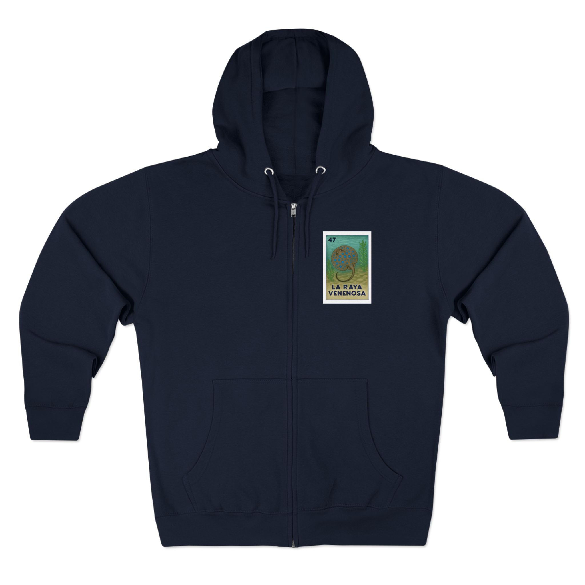 Stingray Lotería Unisex - Zip Cotton Blend Fleece Hoodie (La Raya Venenosa)