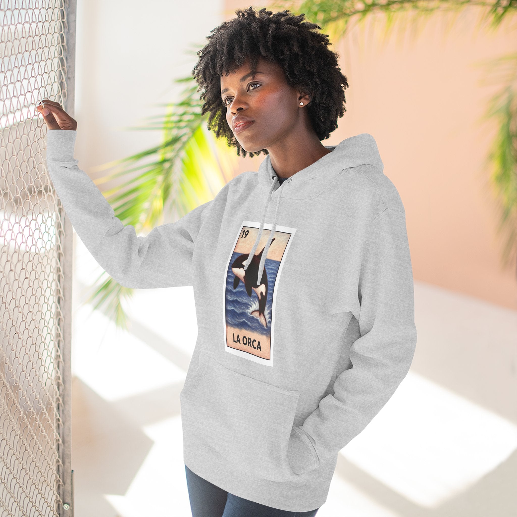 Orca Lotería Unisex - Pull-Over Cotton Blend Fleece Hoodie (La Orca)