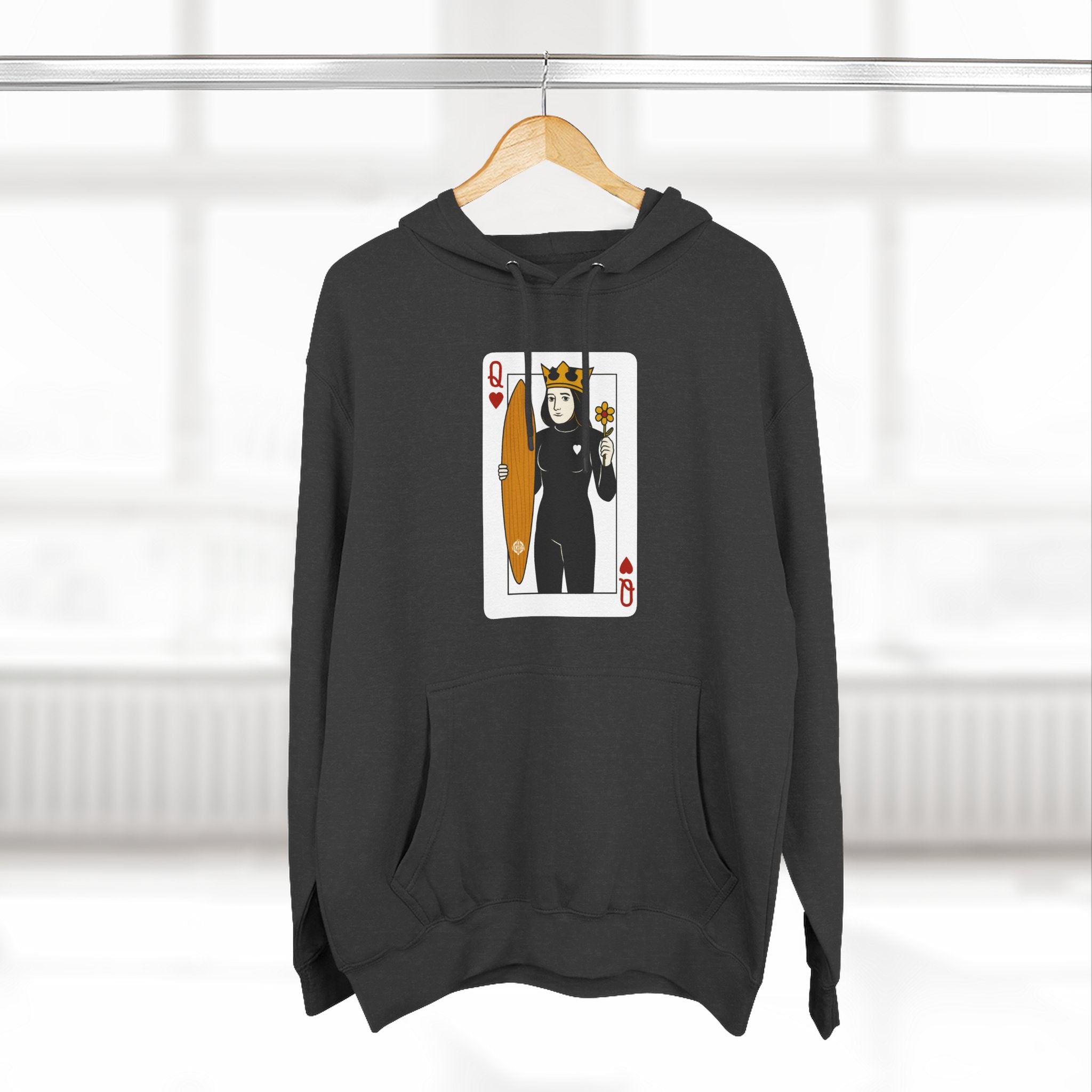 Queen of Hearts Surfer Unisex - Pull-Over Cotton Blend Fleece Hoodie
