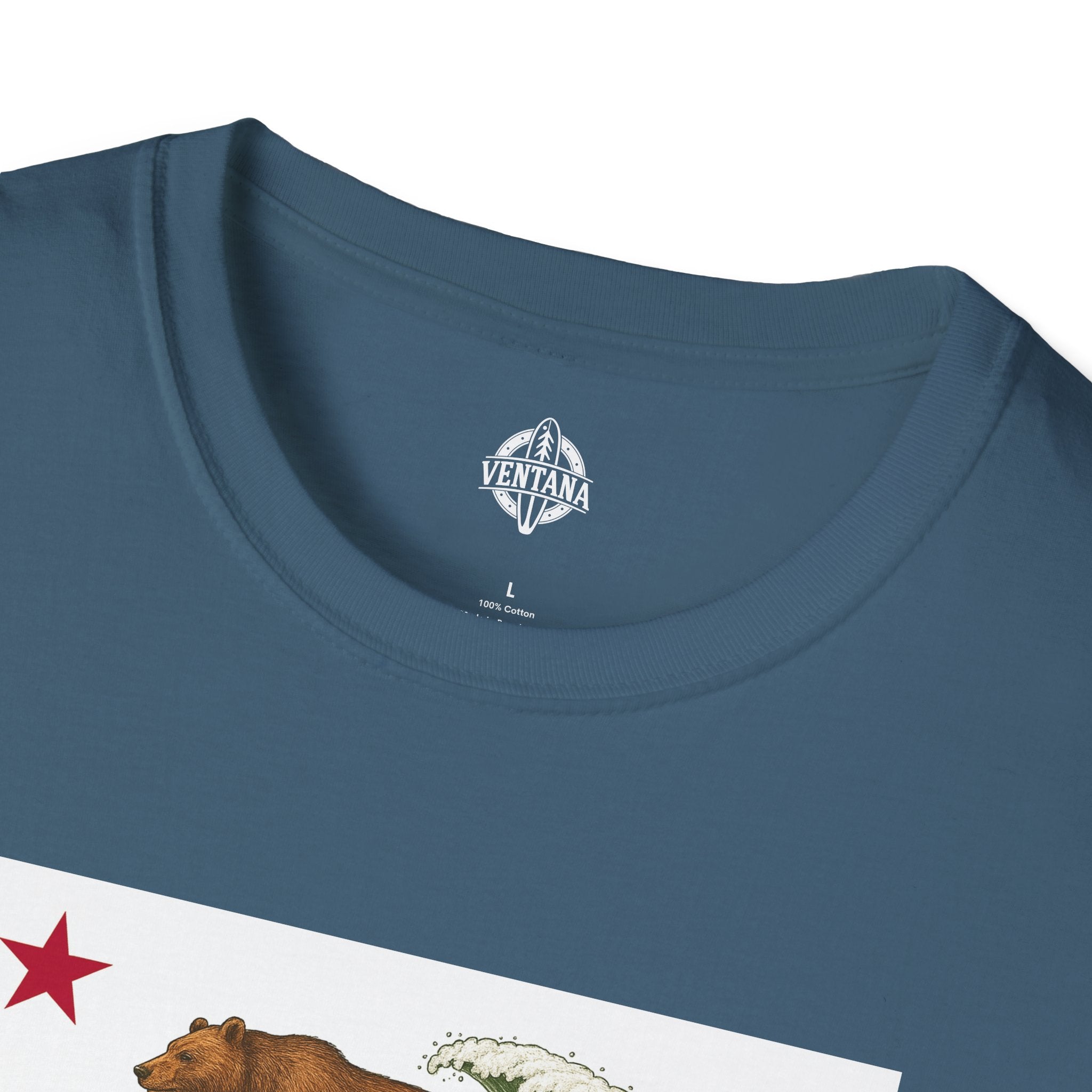 California Surfing Bear Flag Unisex - Soft Style U.S. Cotton T-Shirt