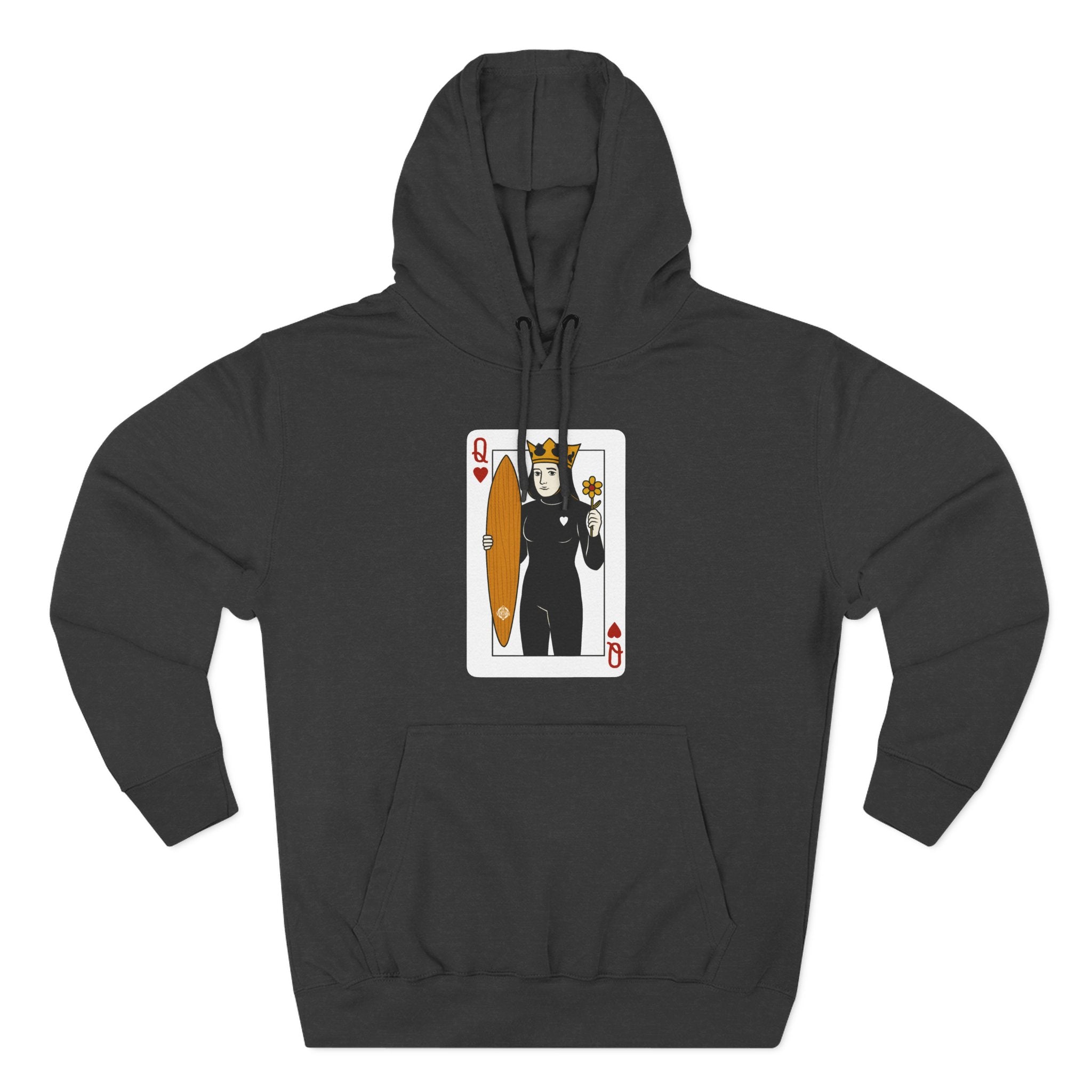 Queen of Hearts Surfer Unisex - Pull-Over Cotton Blend Fleece Hoodie