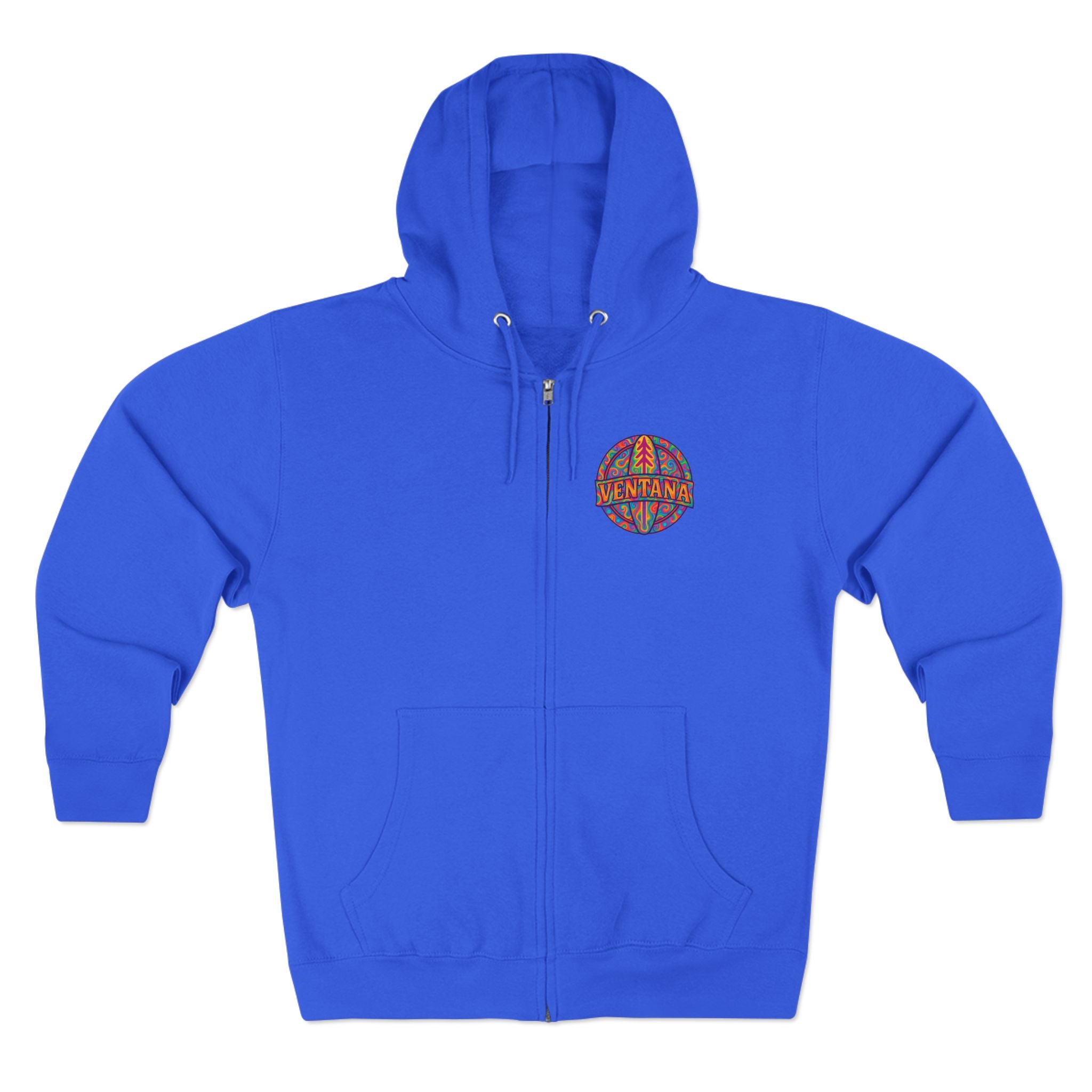 Ventana Psychedelic Treefish Logo Unisex - Zip Cotton Blend Fleece Hoodie