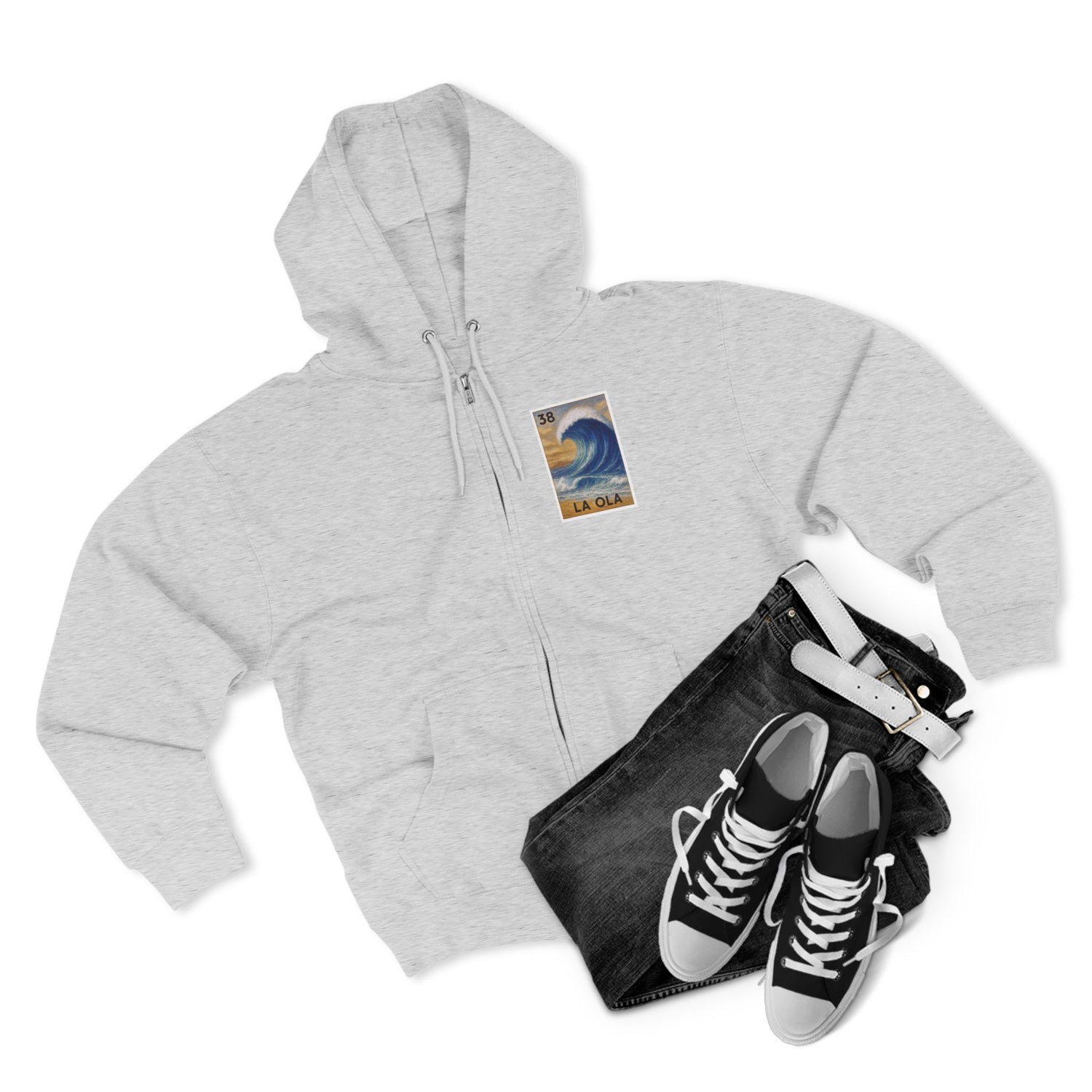 Wave Lotería Unisex - Zip Cotton Blend Fleece Hoodie (La Ola)