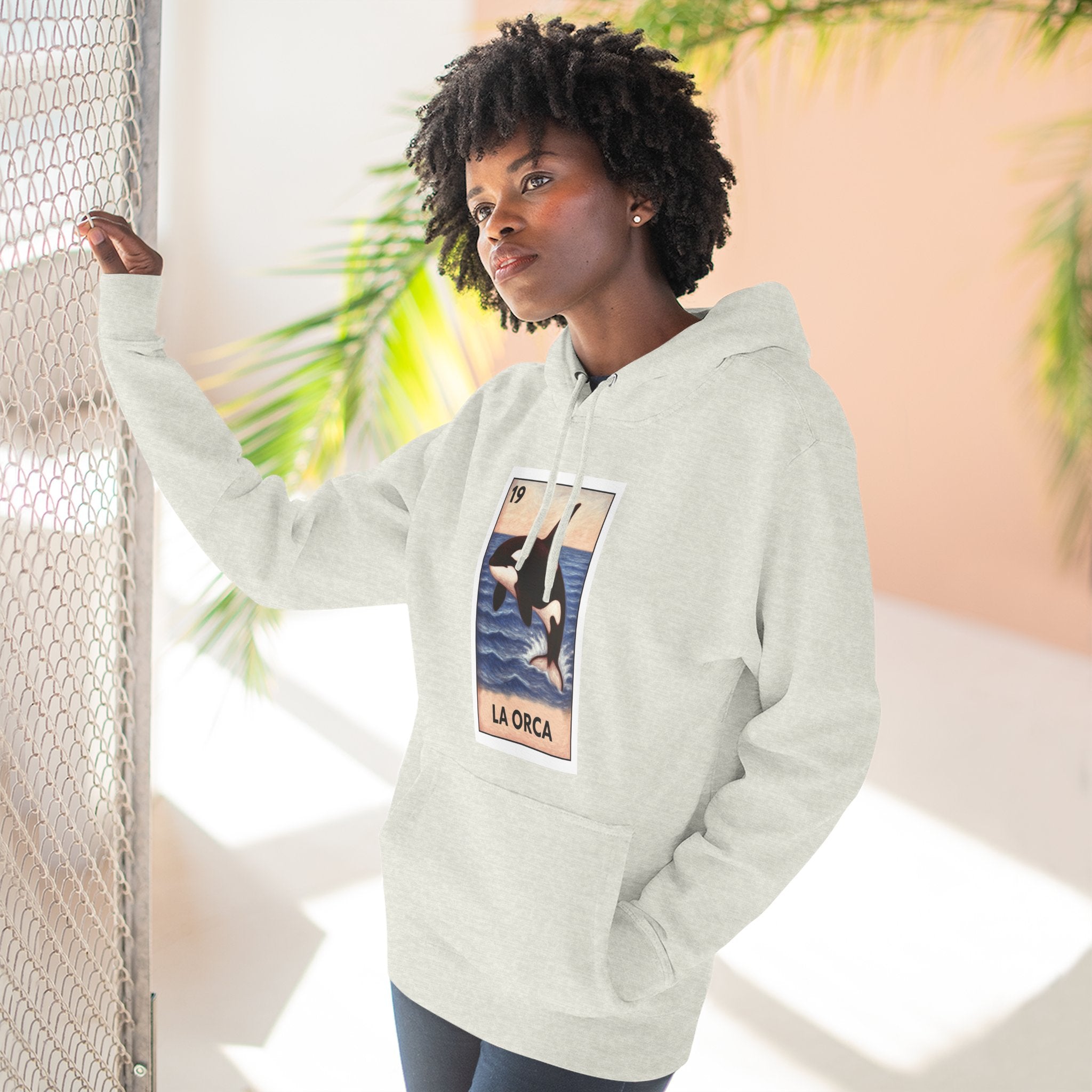 Orca Lotería Unisex - Pull-Over Cotton Blend Fleece Hoodie (La Orca)