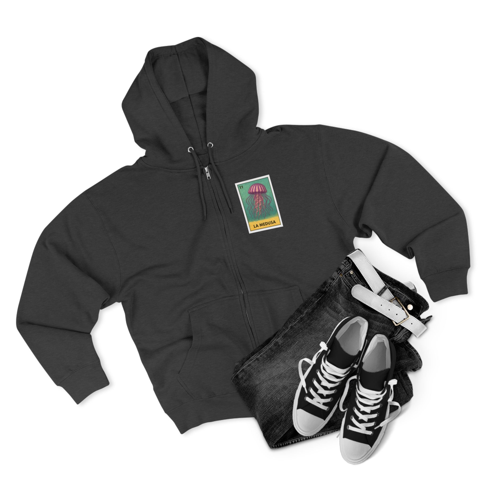 Sea Jelly Lotería Unisex - Zip Cotton Blend Fleece Hoodie (La Medusa)