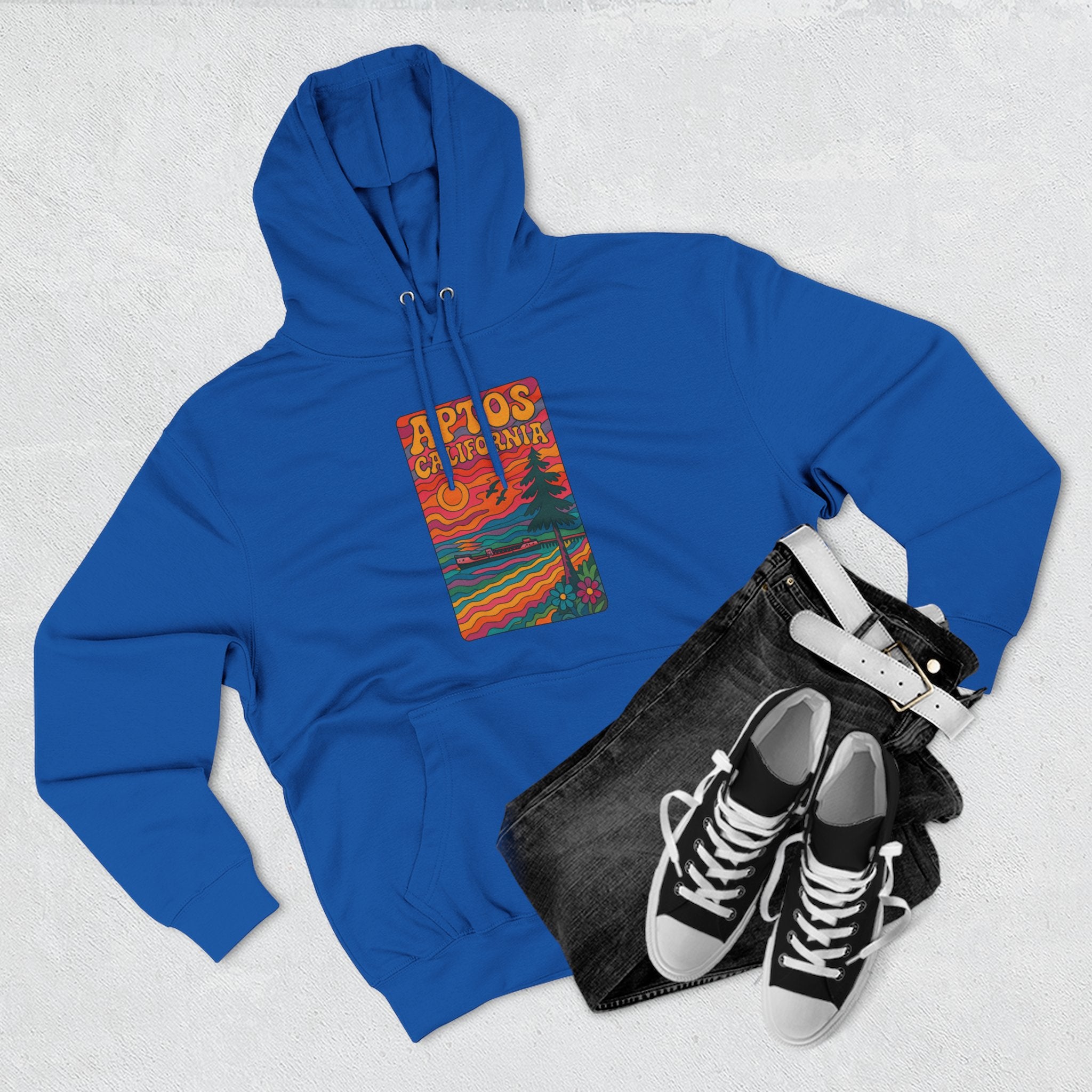 Aptos California Psychedelic Unisex - Pull-Over Cotton Blend Fleece Hoodie