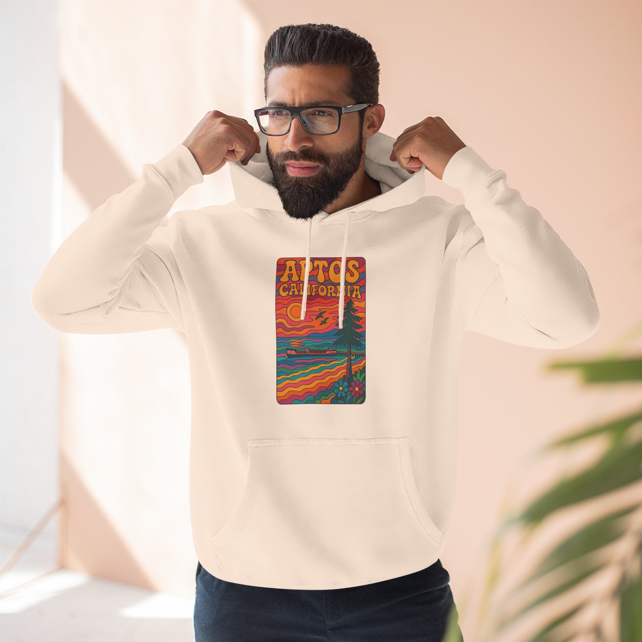 Aptos California Psychedelic Unisex - Pull-Over Cotton Blend Fleece Hoodie