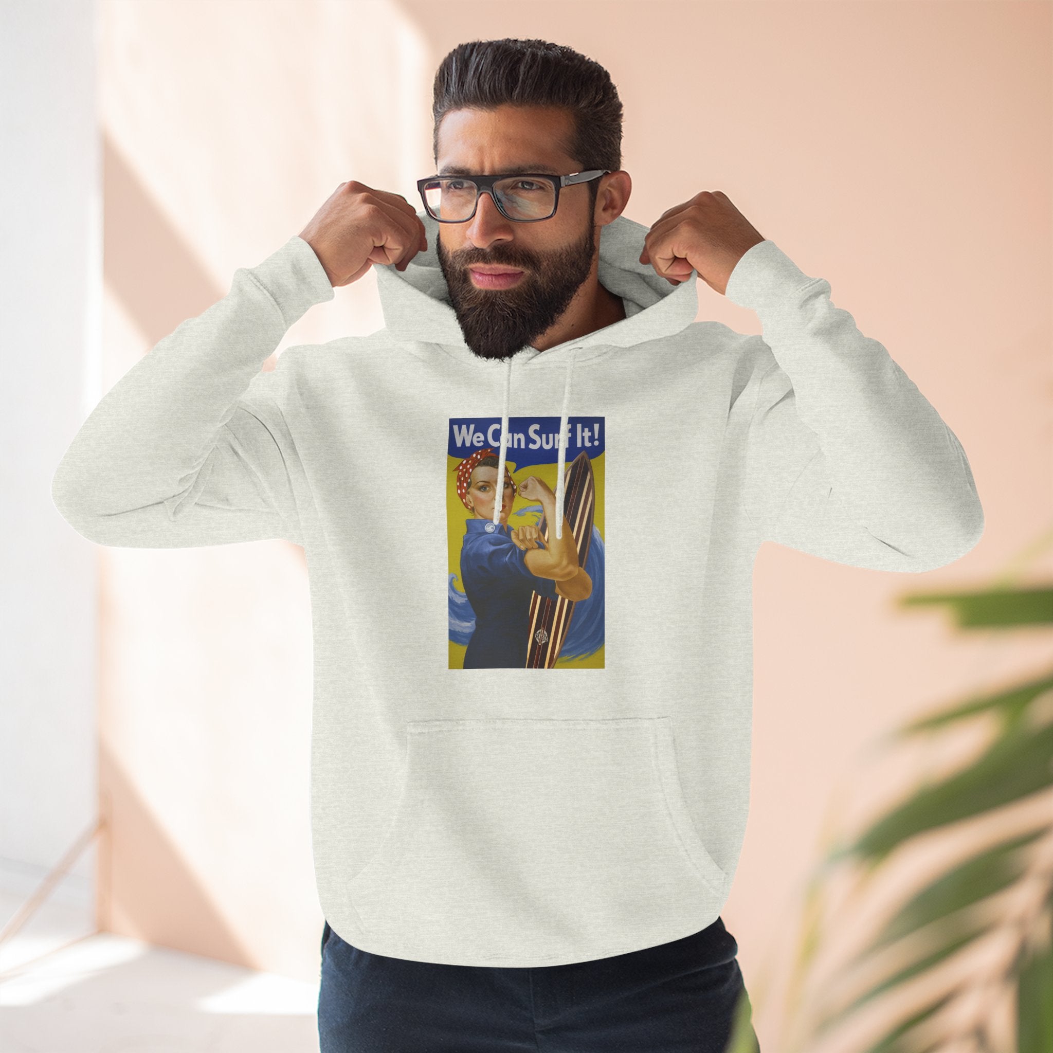 Rosie the Surfer - Pull-Over Cotton Blend Fleece Hoodie