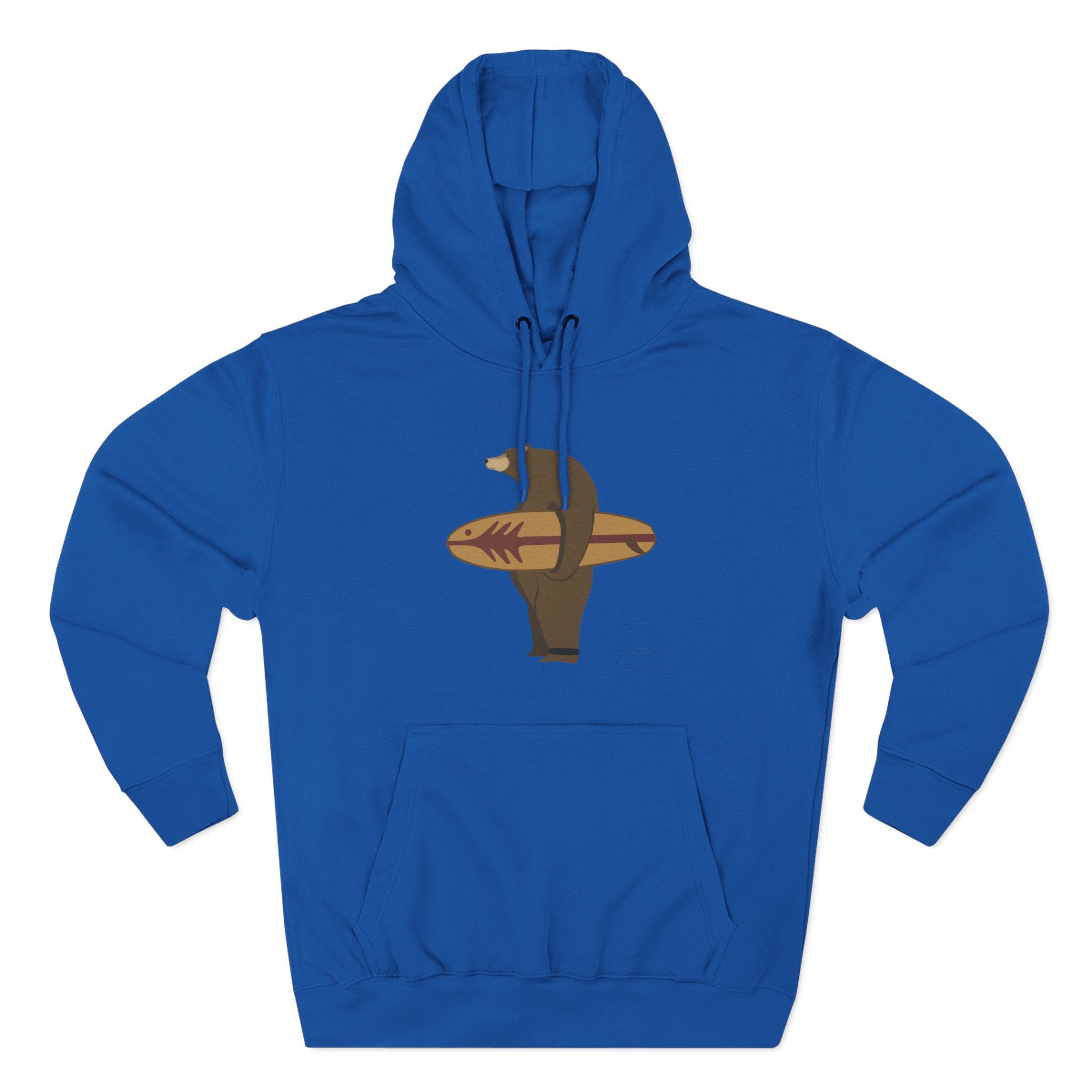 Surfing Grizzly Bear by Fabian Lavater Unisex - Pull-Over Cotton Blend Fleece Hoodie