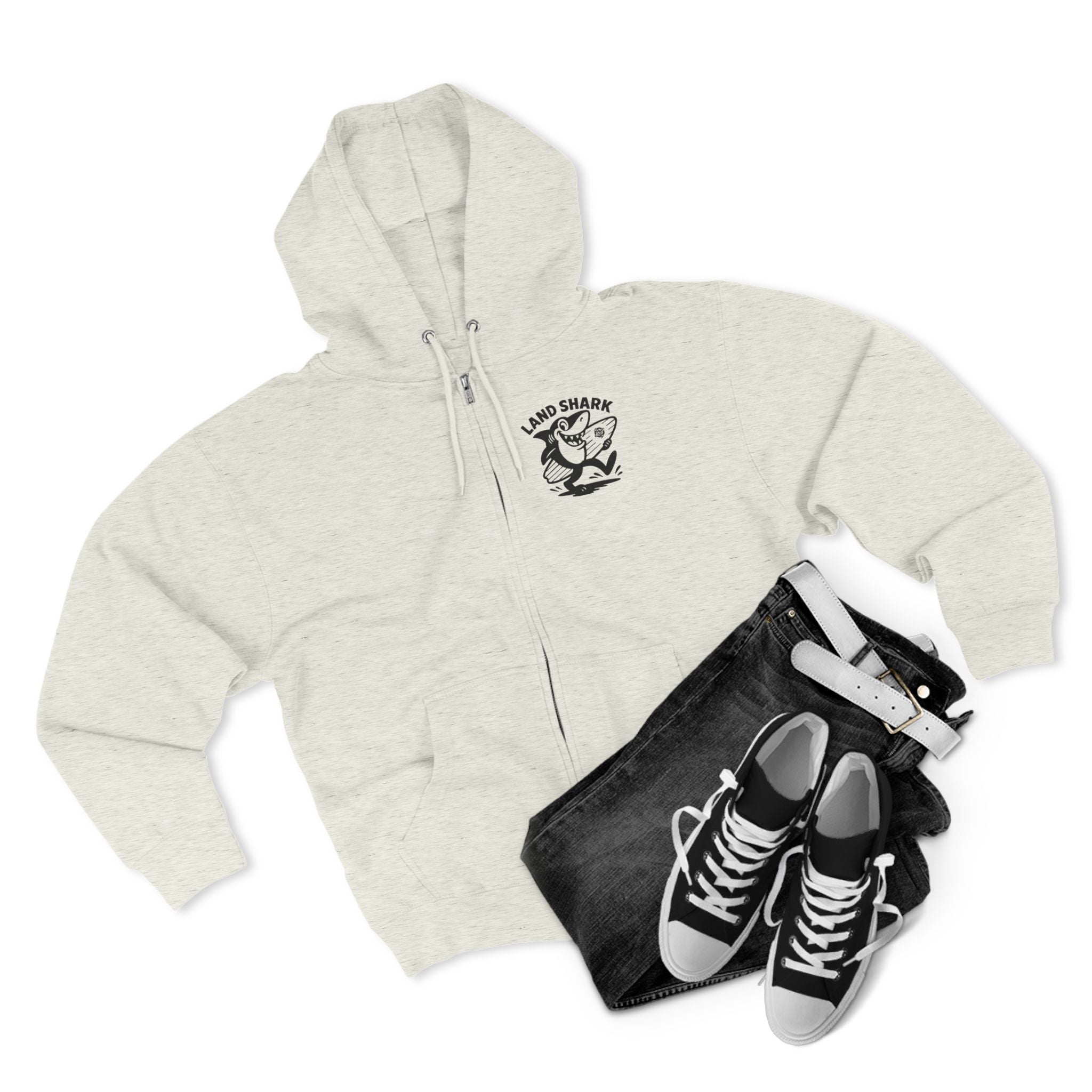 Land Shark Unisex - Zip Cotton Blend Fleece Hoodie