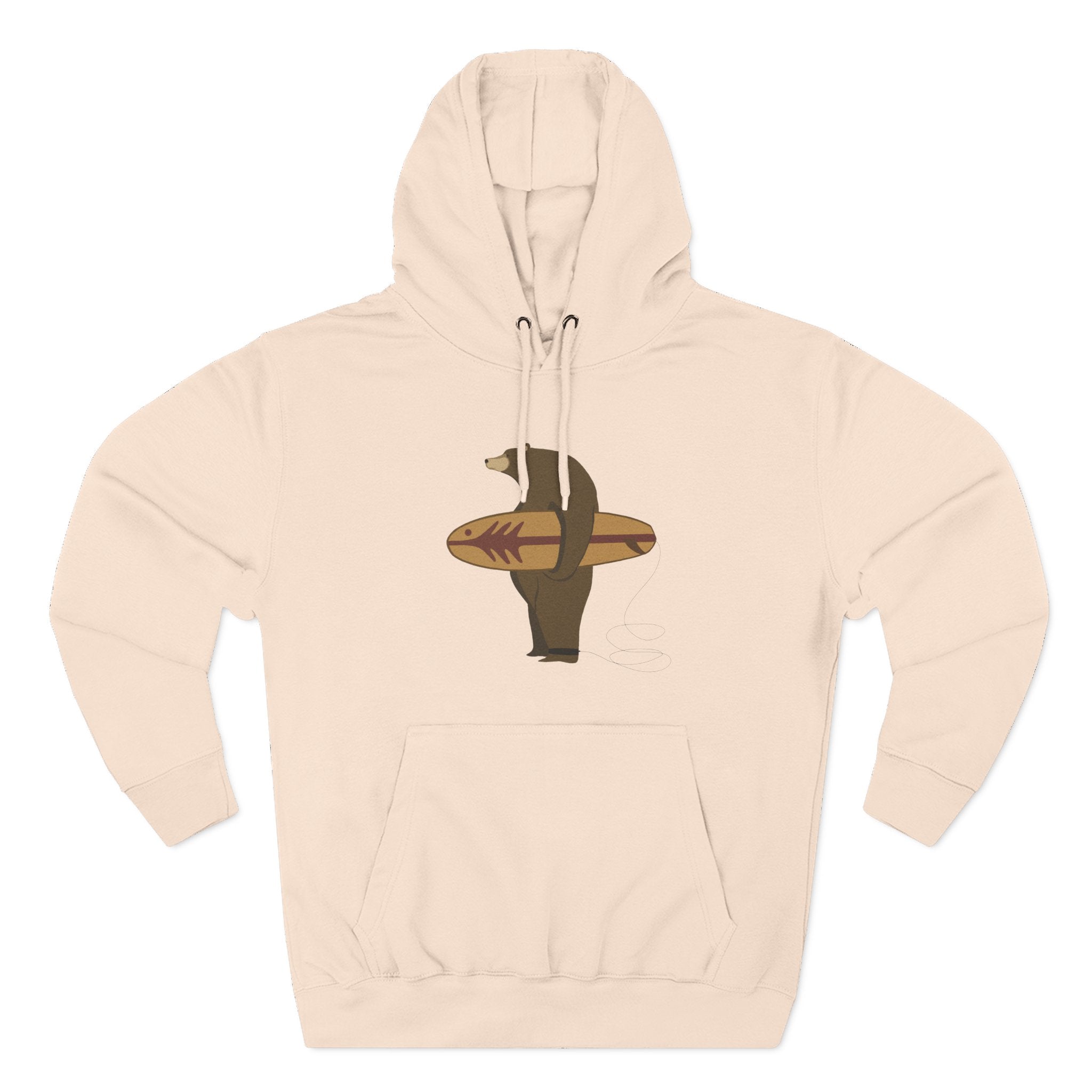 Surfing Grizzly Bear by Fabian Lavater Unisex - Pull-Over Cotton Blend Fleece Hoodie