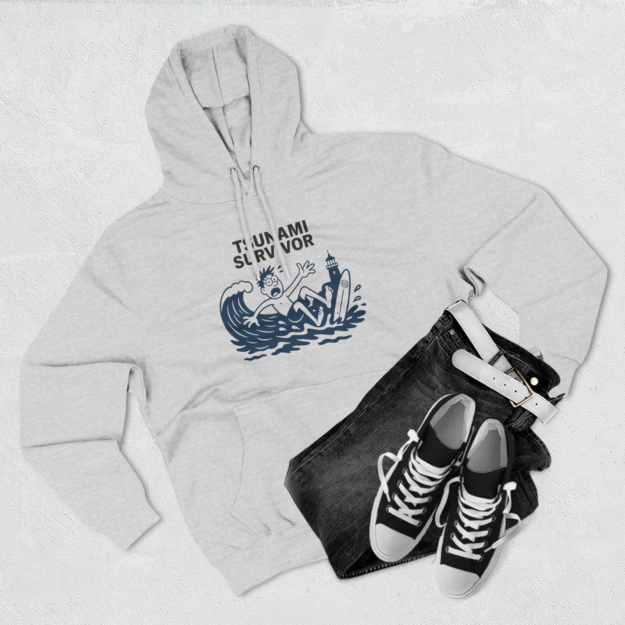 Tsunami Survivor Unisex - Pull-Over Cotton Blend Fleece Hoodie