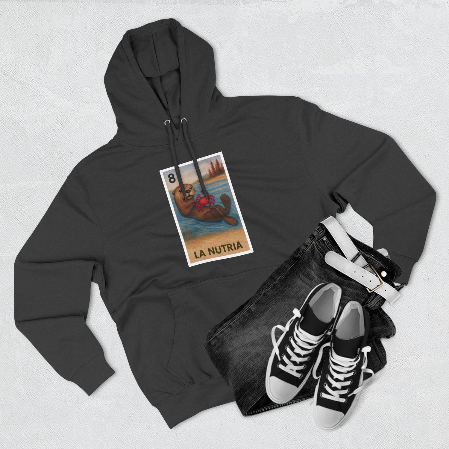 Sea Otter Lotería Unisex - Pull-Over Cotton Blend Fleece Hoodie (La Nutria)