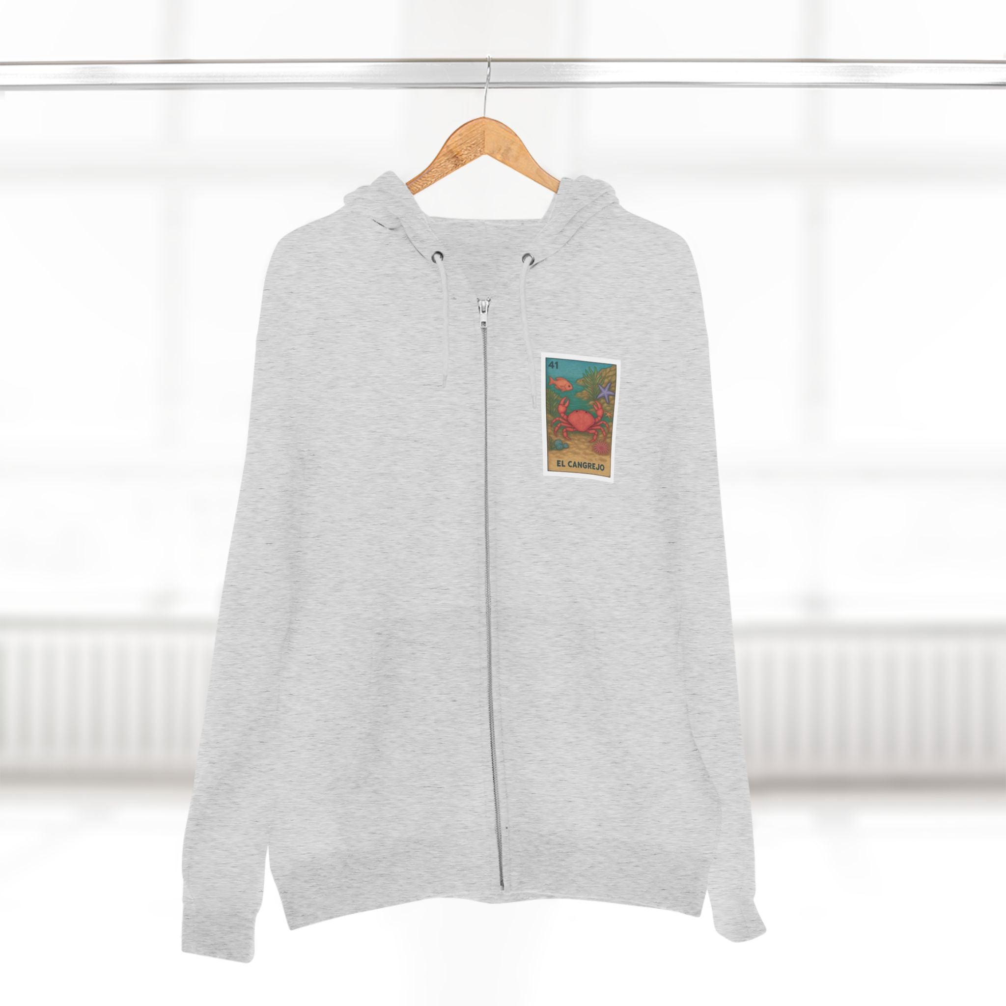 Crab Lotería Unisex - Zip Cotton Blend Fleece Hoodie (El Cangrejo)