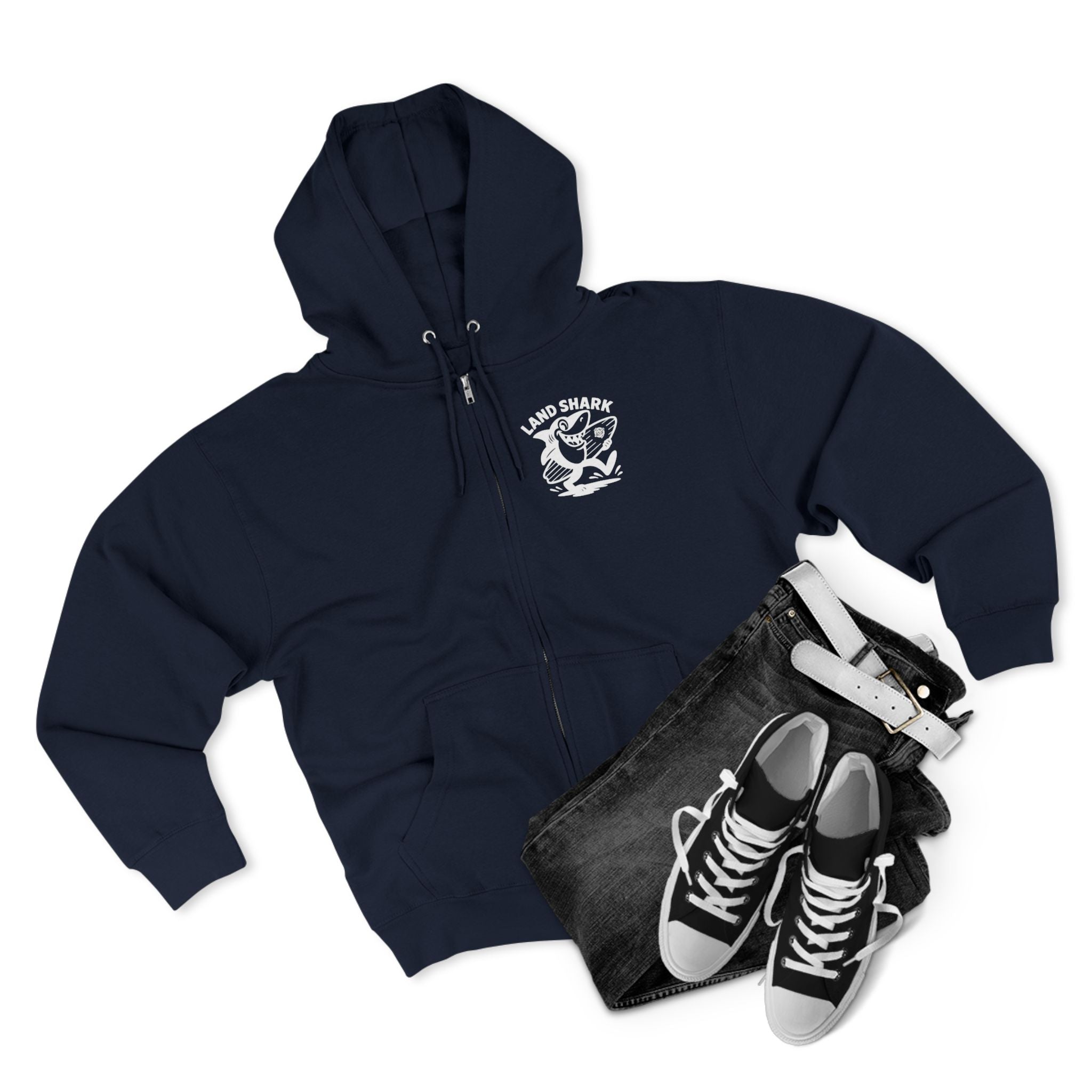 Land Shark Unisex - Zip Cotton Blend Fleece Hoodie