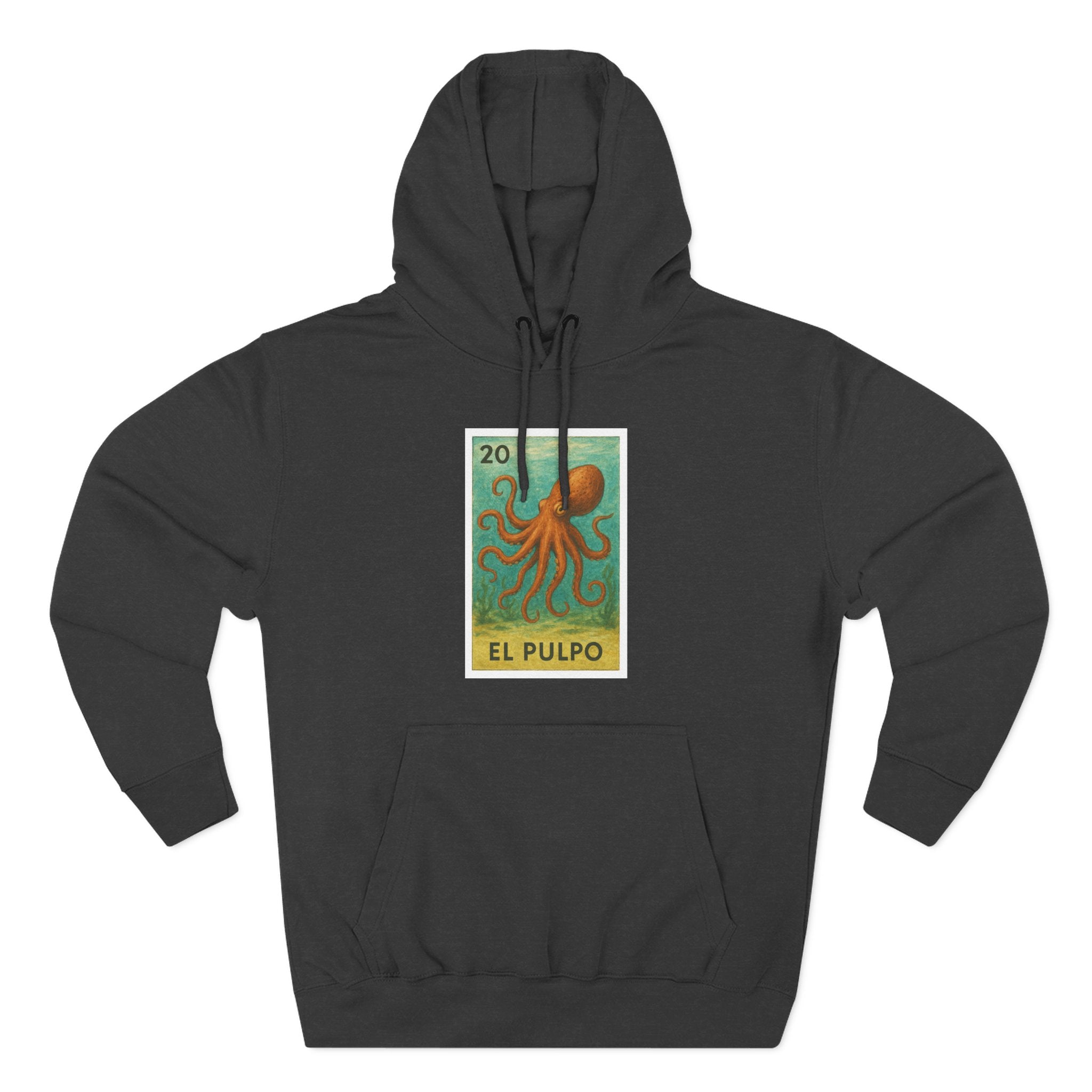 Octopus Lotería Unisex - Pull-Over Cotton Blend Fleece Hoodie (El Pulpo)