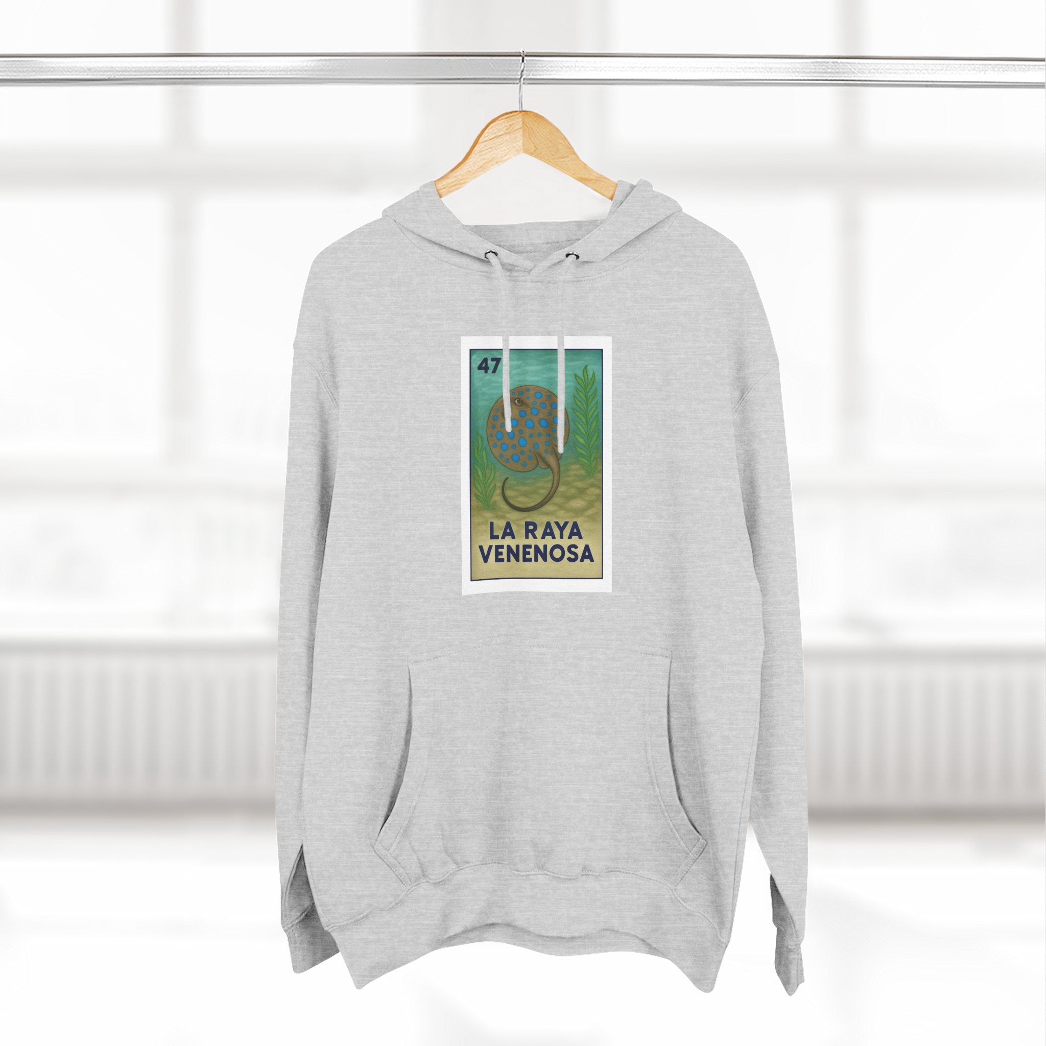 Stingray Lotería Unisex - Pull-Over Cotton Blend Fleece Hoodie (La Raya Venenosa)