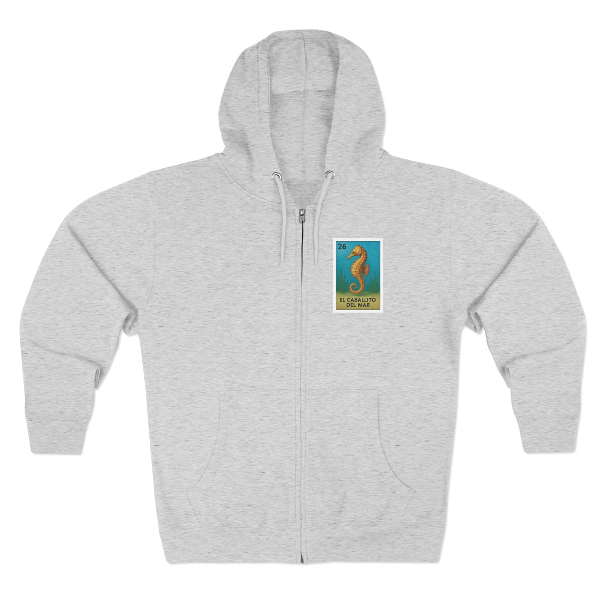 Seahorse Lotería Unisex - Zip Cotton Blend Fleece Hoodie (El Caballito del Mar)